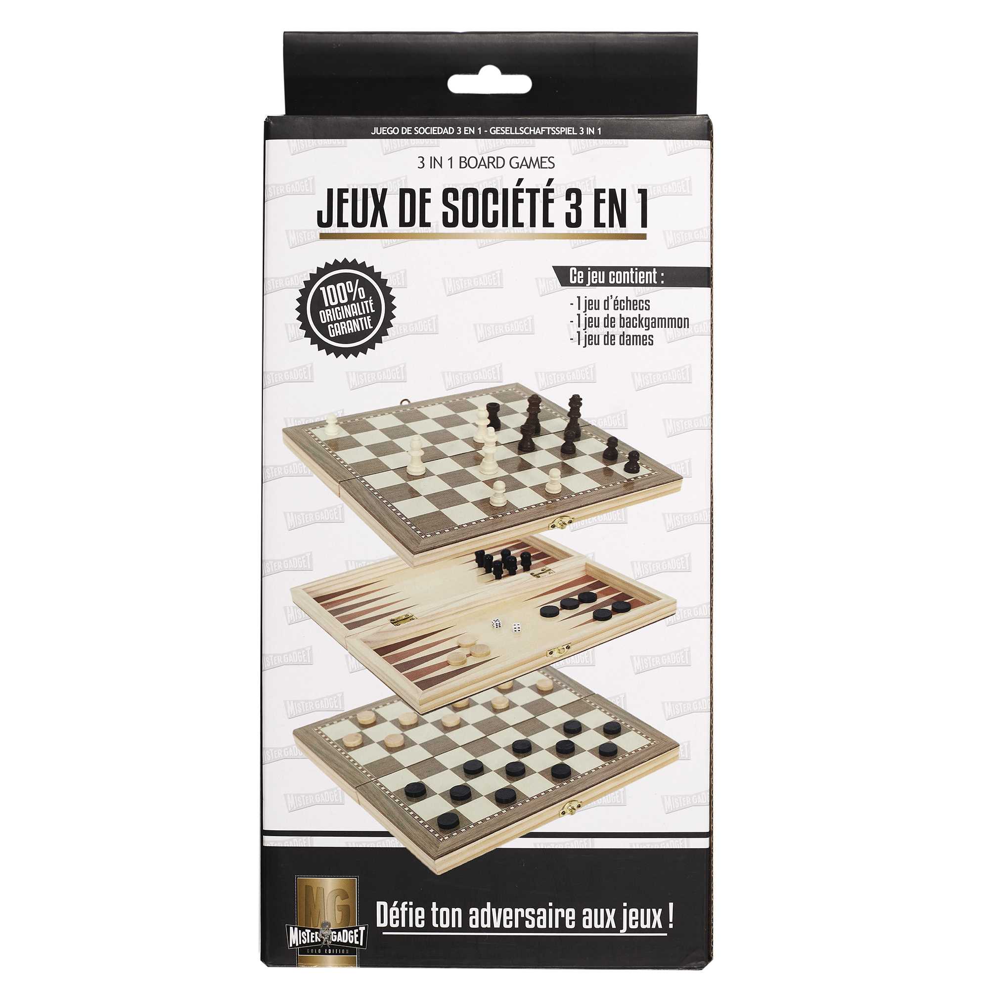 JEU DE SOCIETE 3 EN 1 EN BOIS