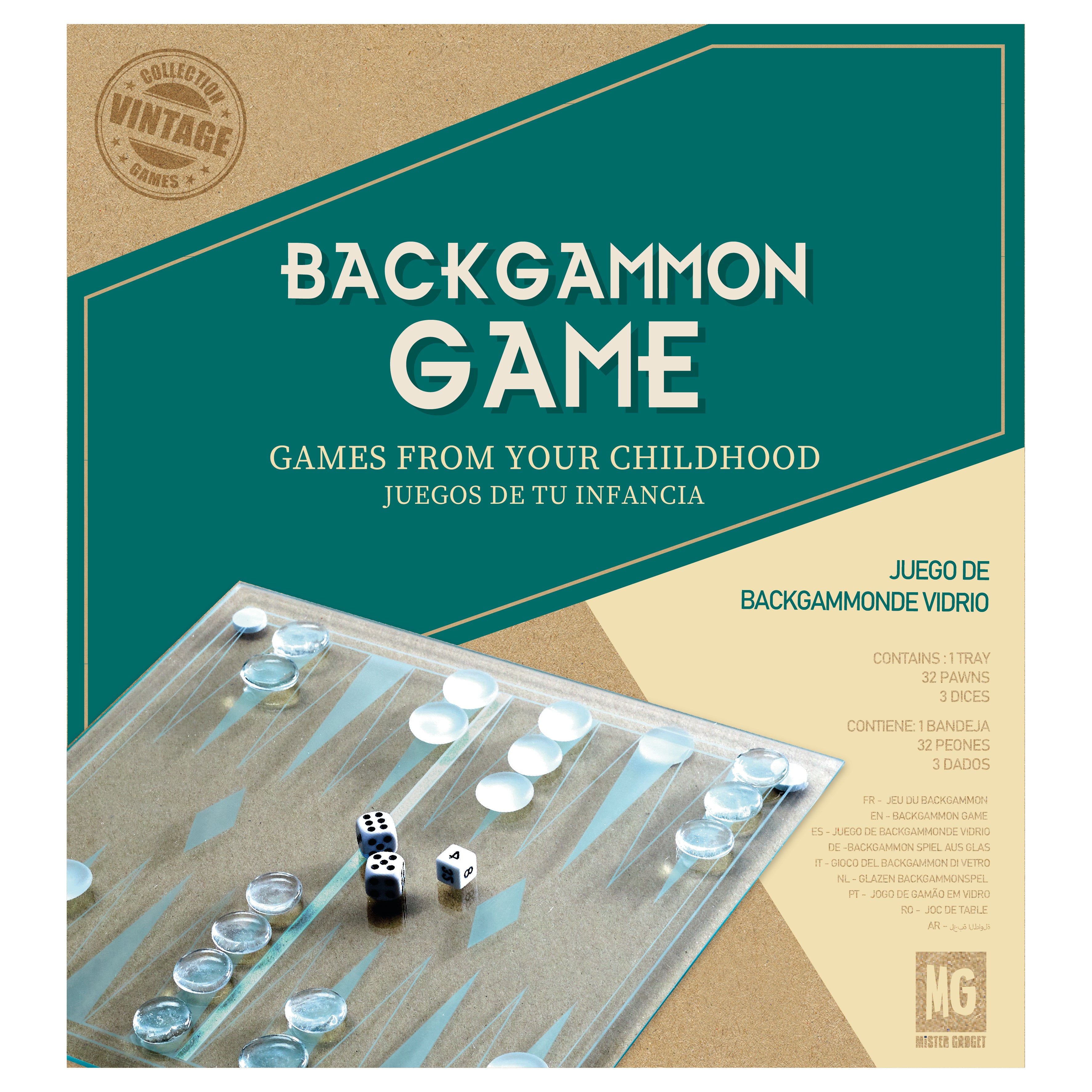JEU DE BACKGAMMON EN VERRE