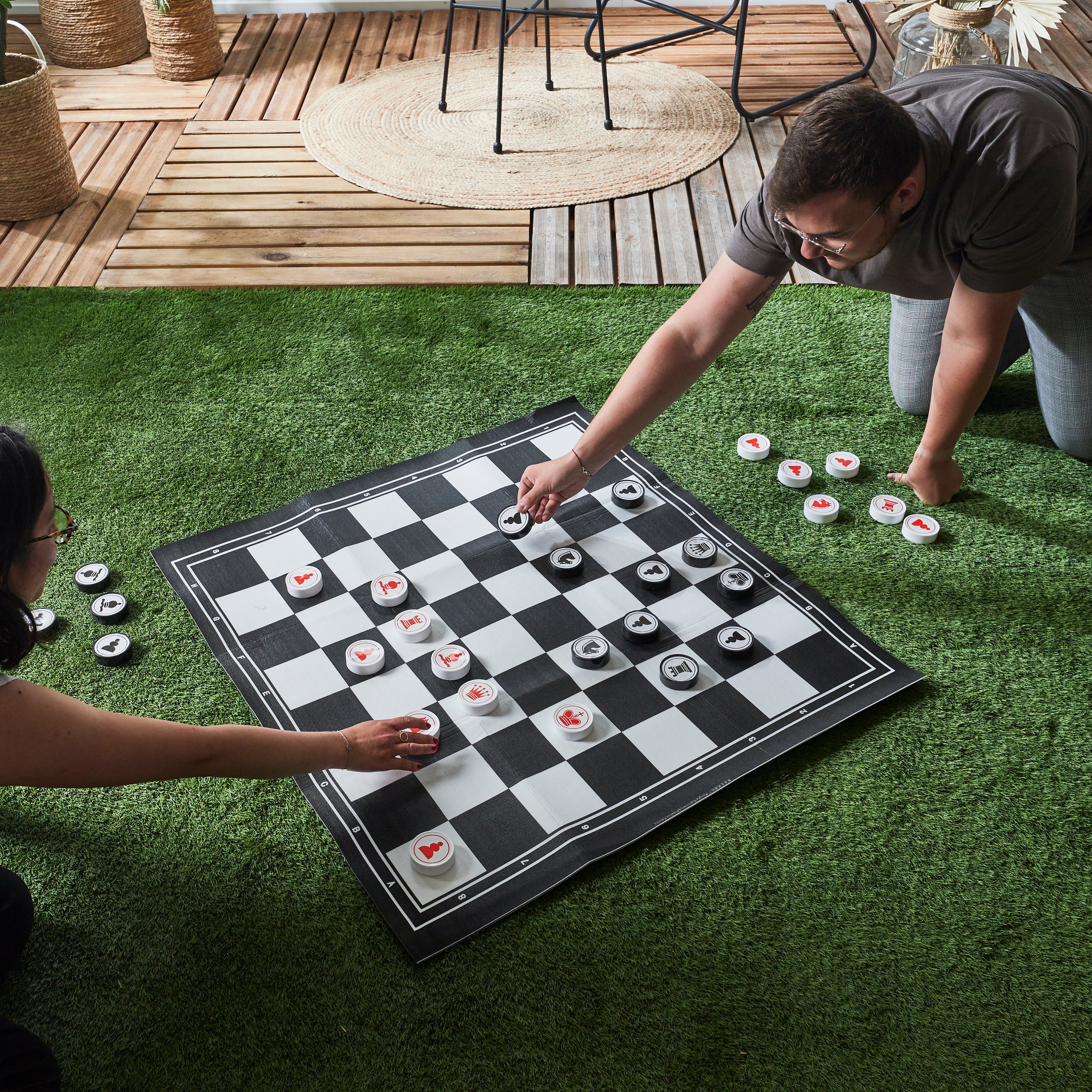 JEU 2 EN 1 ECHECS ET DAMES EXTERIEUR