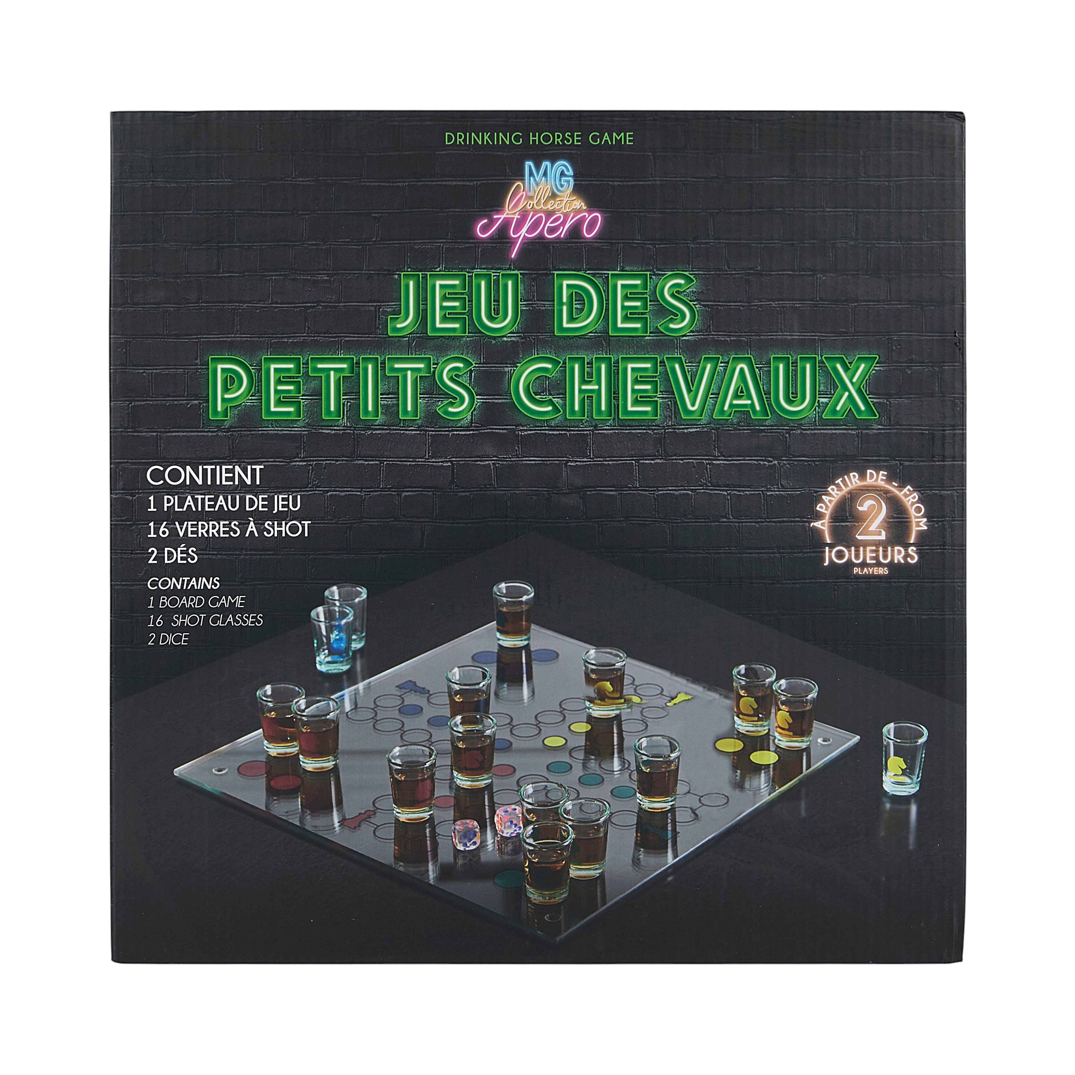 JEU A BOIRE PETITS CHEVAUX EN VERRE