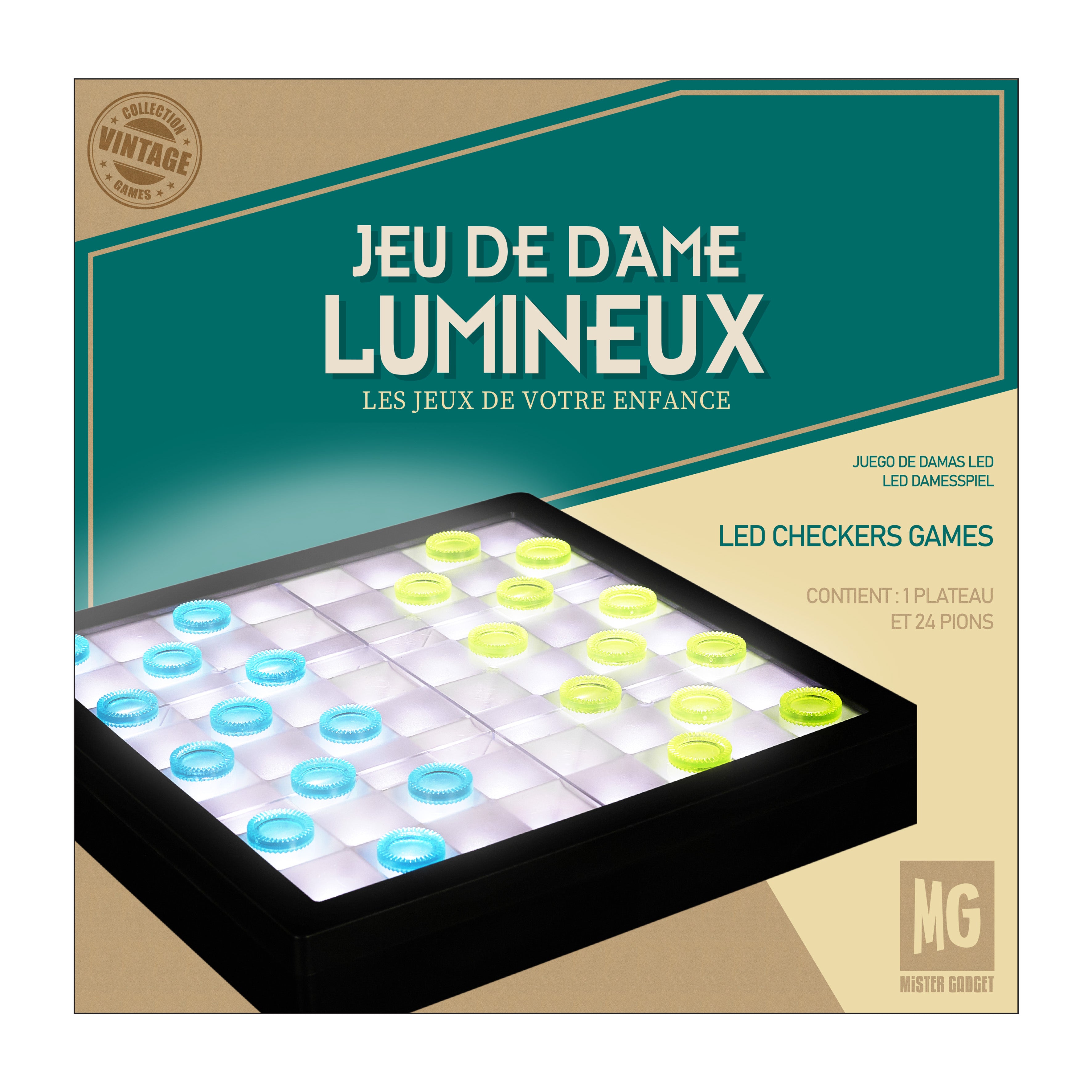 JEU DE DAMES TRANSPARENT LED