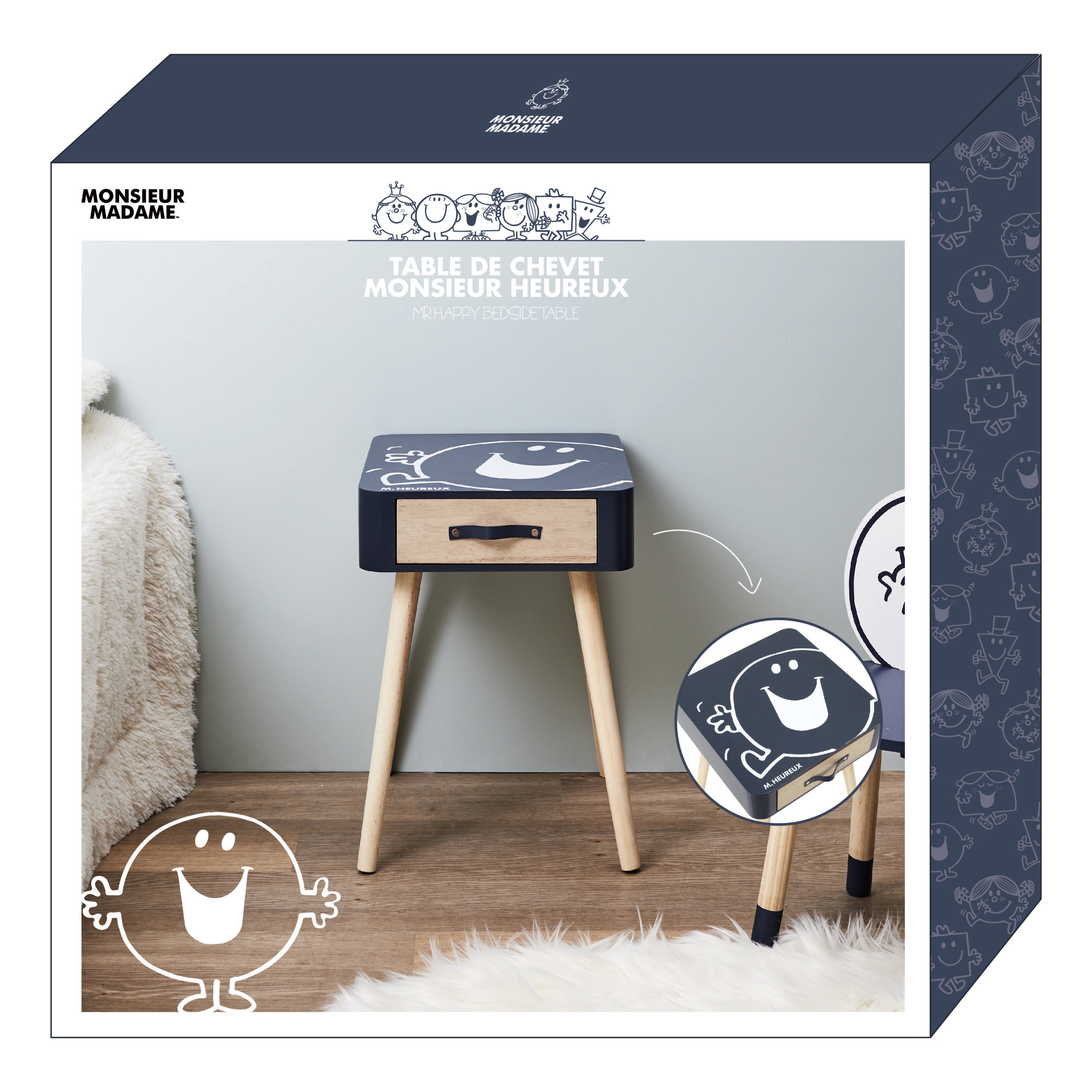 TABLE DE CHEVET MONSIEUR HEUREUX