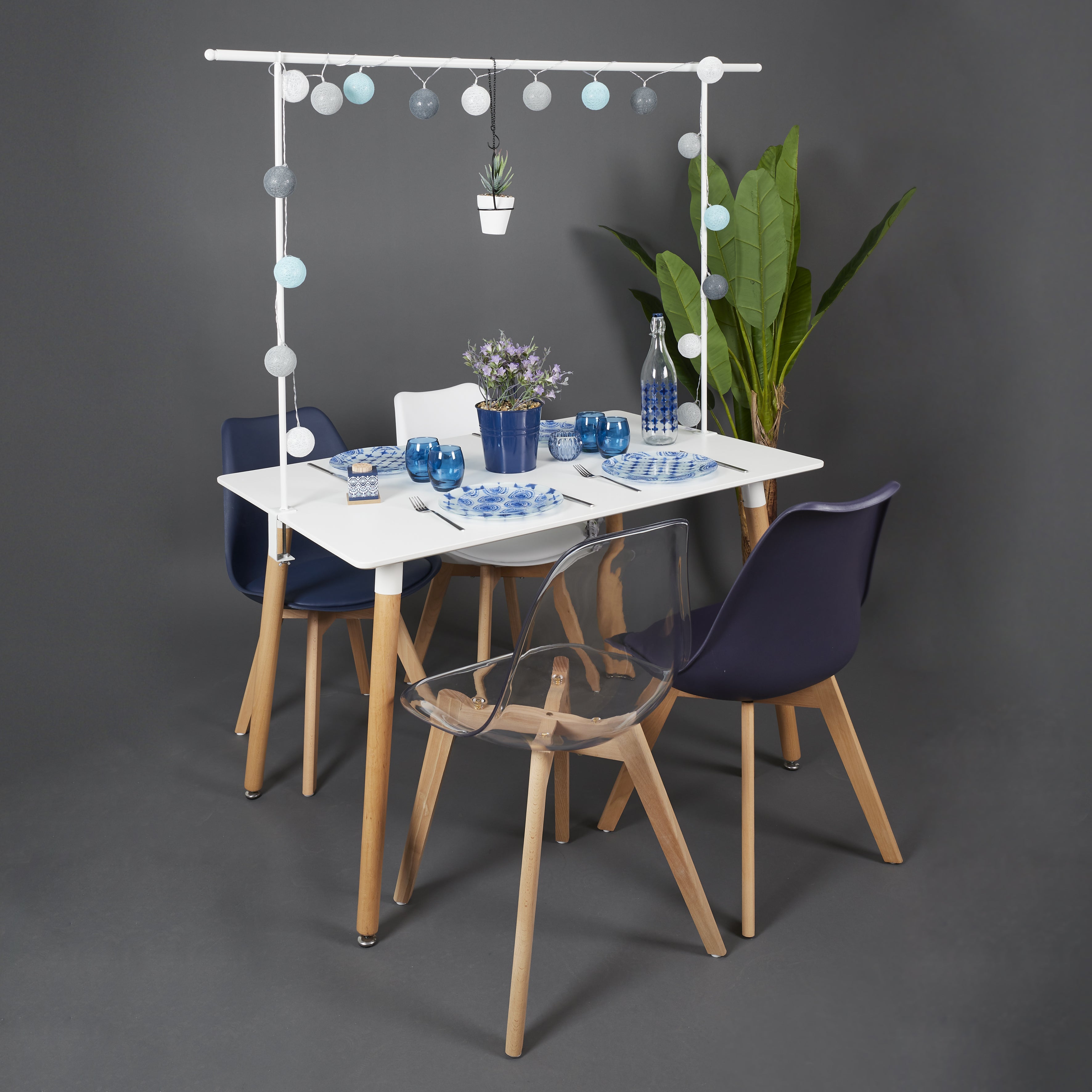 BARRE DECO DE TABLE AJUSTABLE INT EXT BLANC