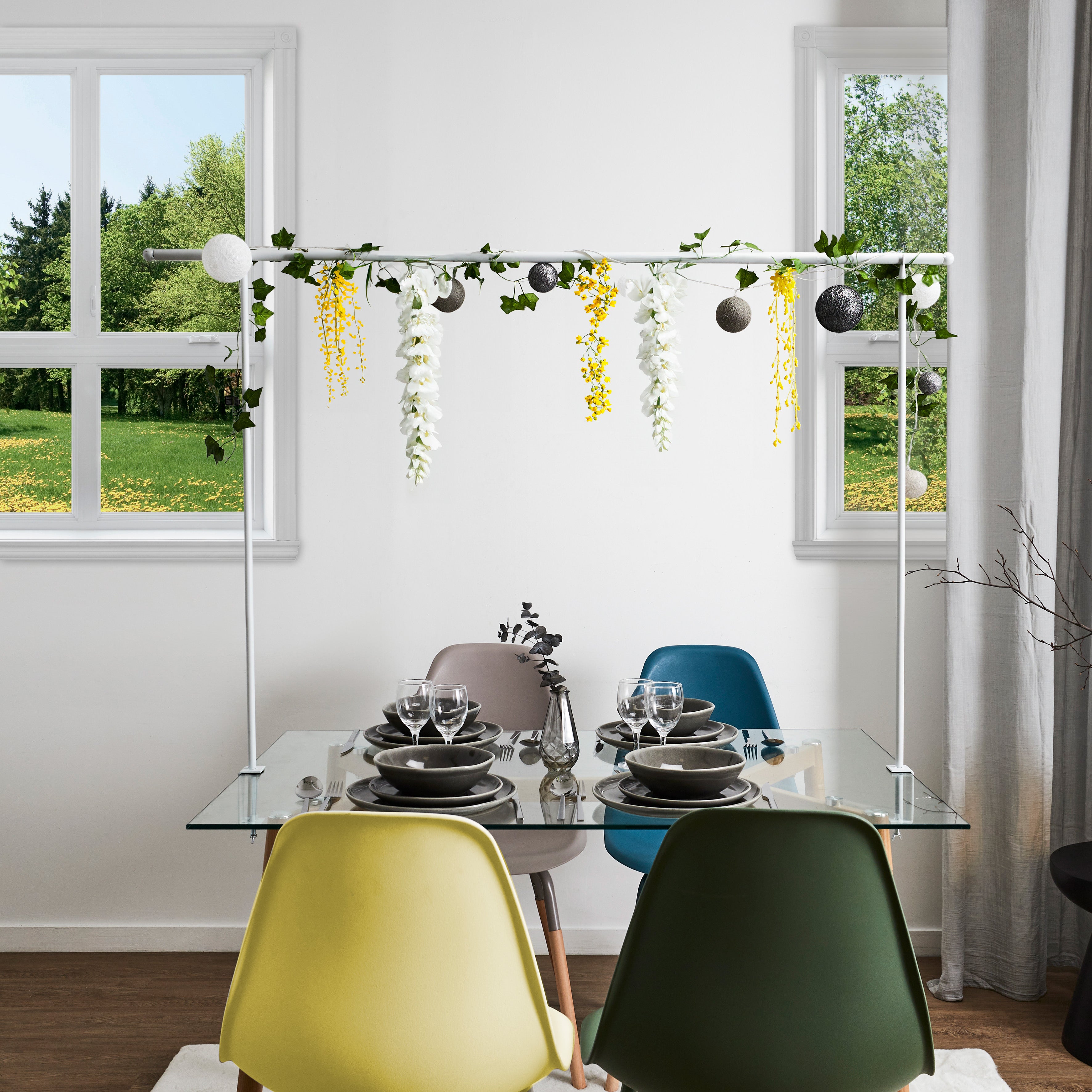 BARRE DECO DE TABLE AJUSTABLE INT EXT BLANC