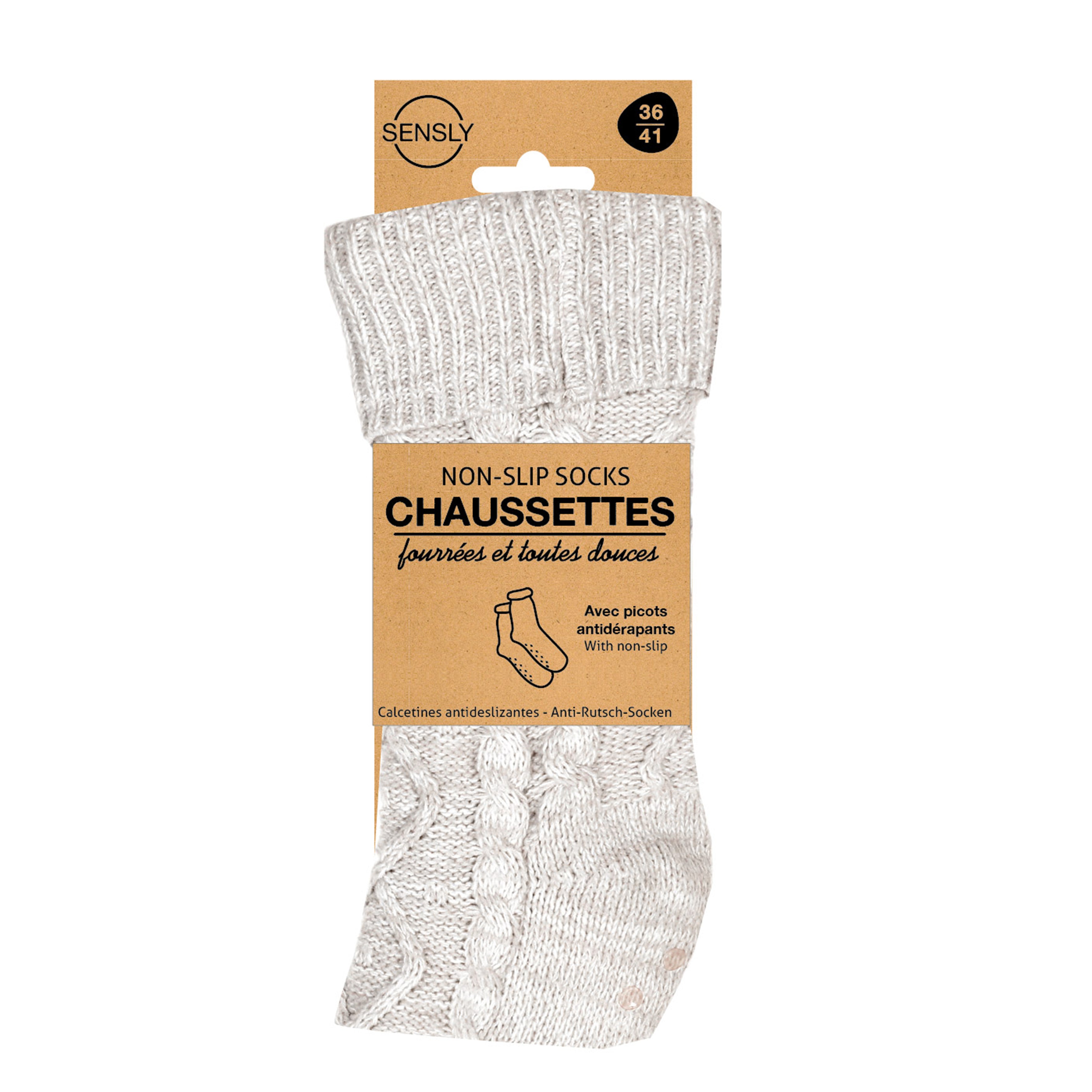 CHAUSSETTES LAINAGE TRESSEE GRIS INT SHERPA