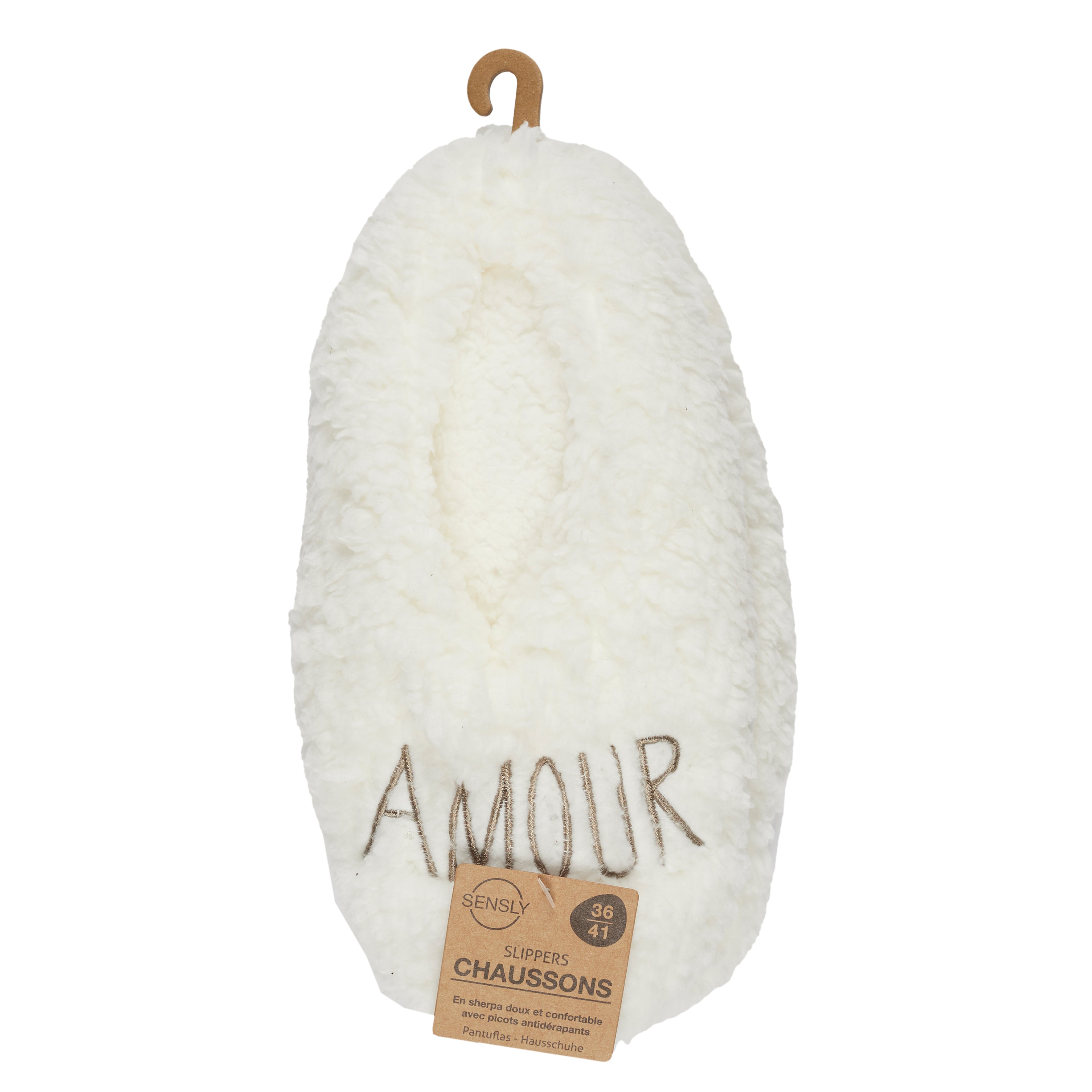 BALLERINES SHERPA AVEC BRODERIE AMOUR
