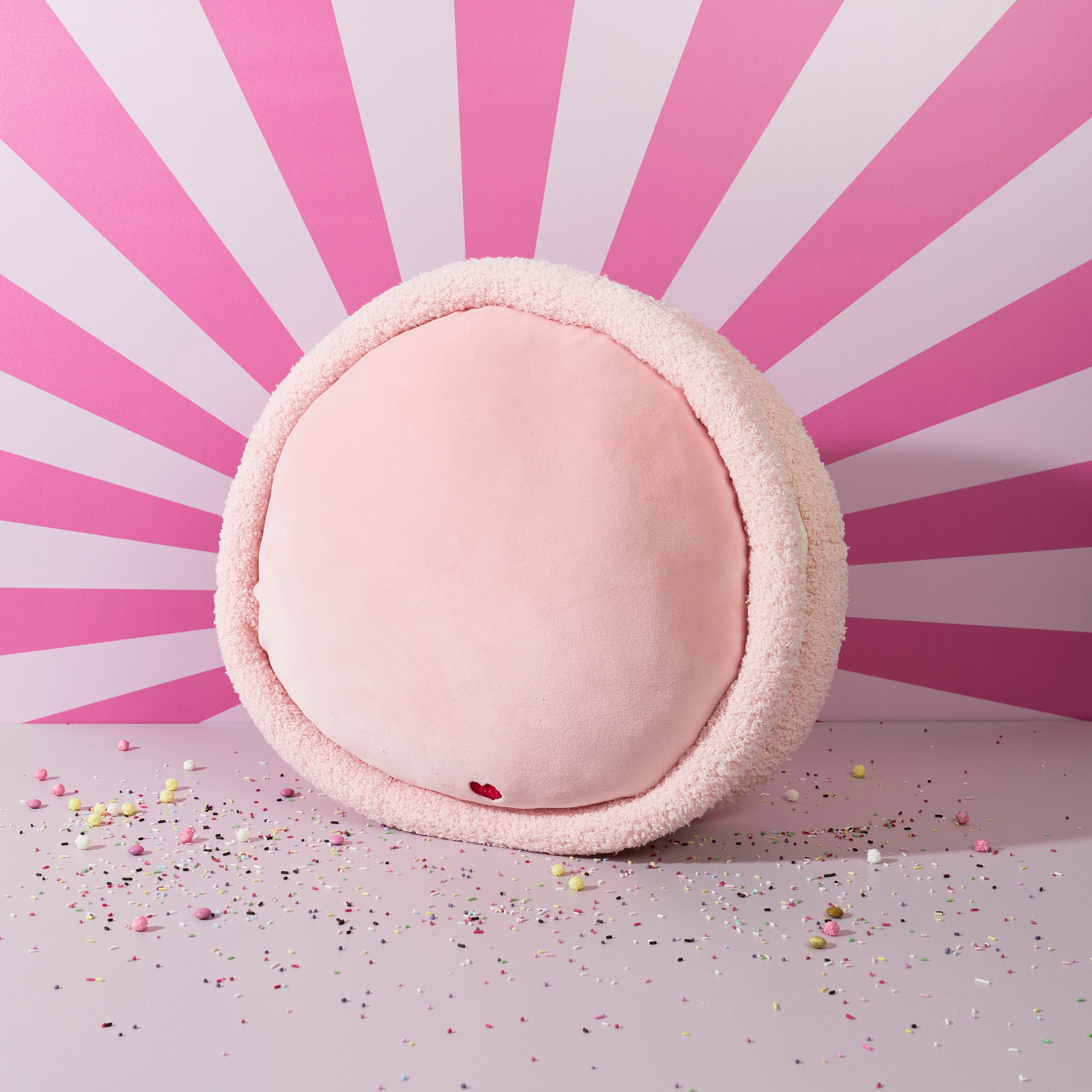 PELUCHE MACARON ROSE DIAM 36CM KAWAII