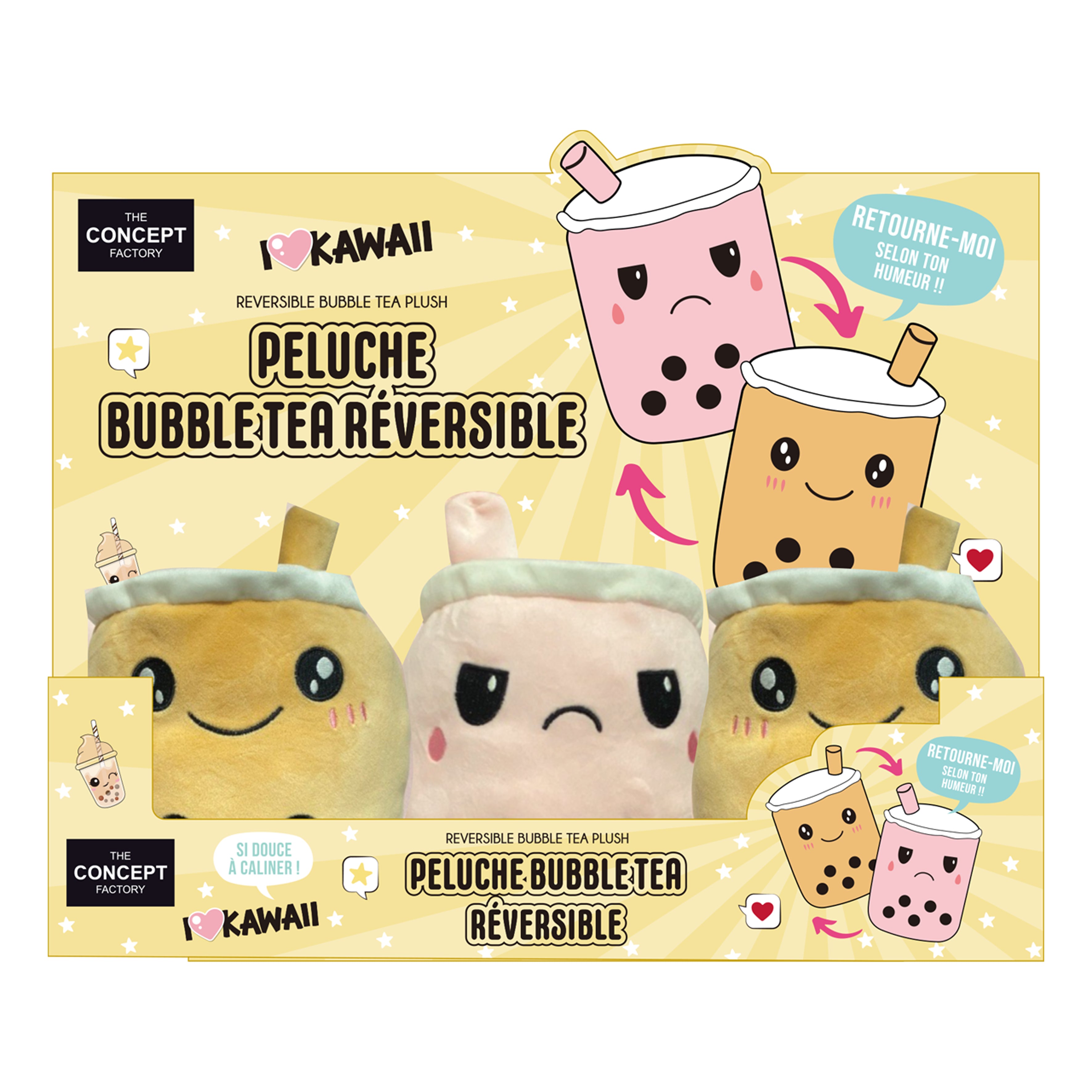 PELUCHE BUBBLE TEA HUMEUR REVERSIBLE KAWAII