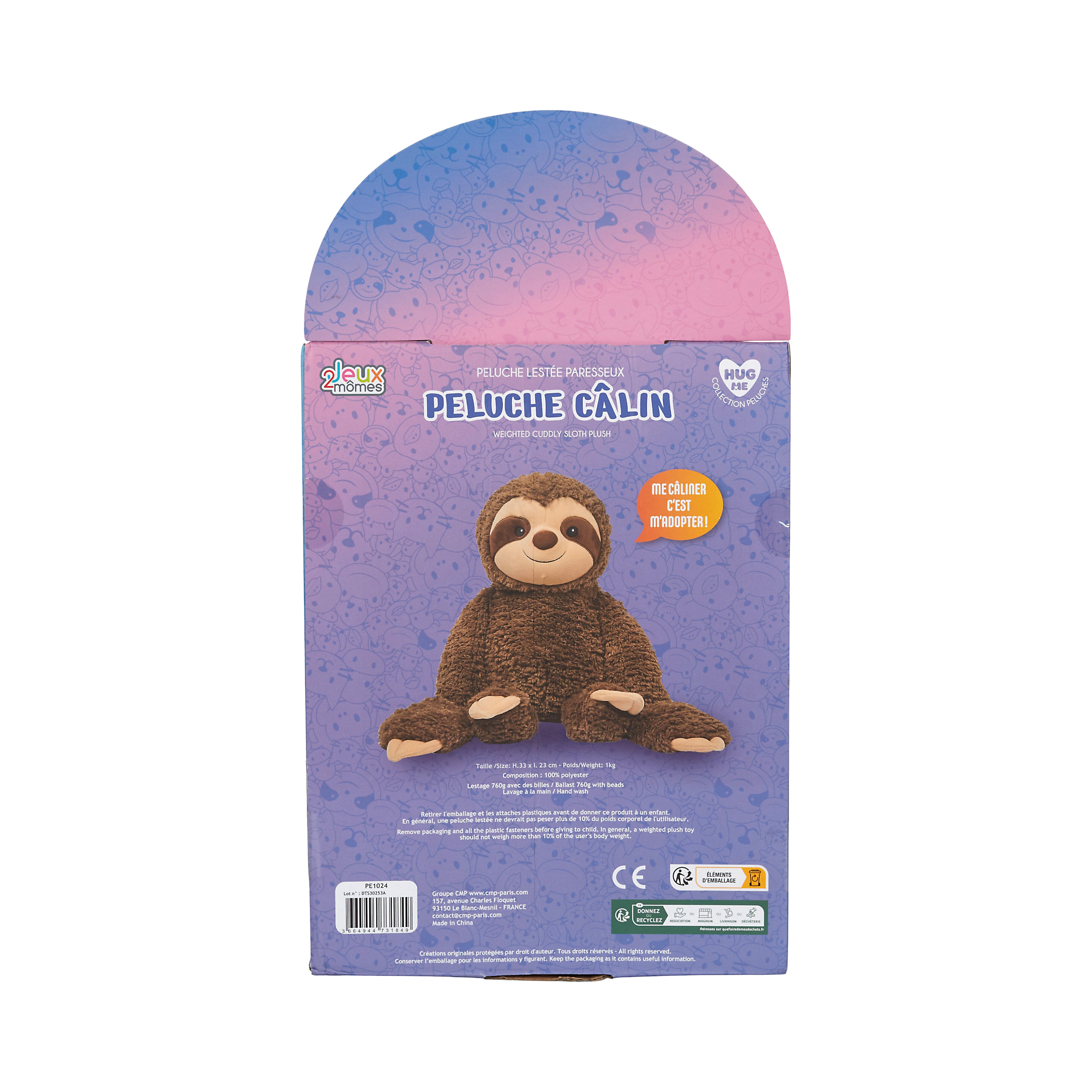 PELUCHE PARESSEUX CALIN LESTEE