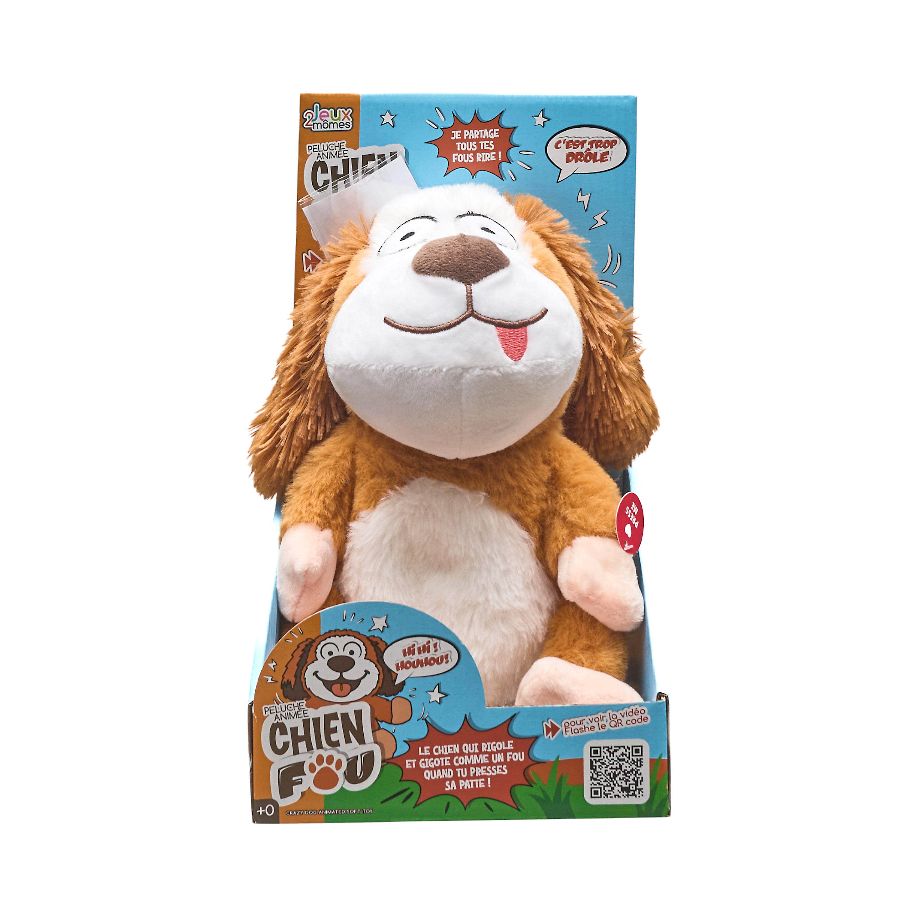 PELUCHE CHIEN FOU A PILES