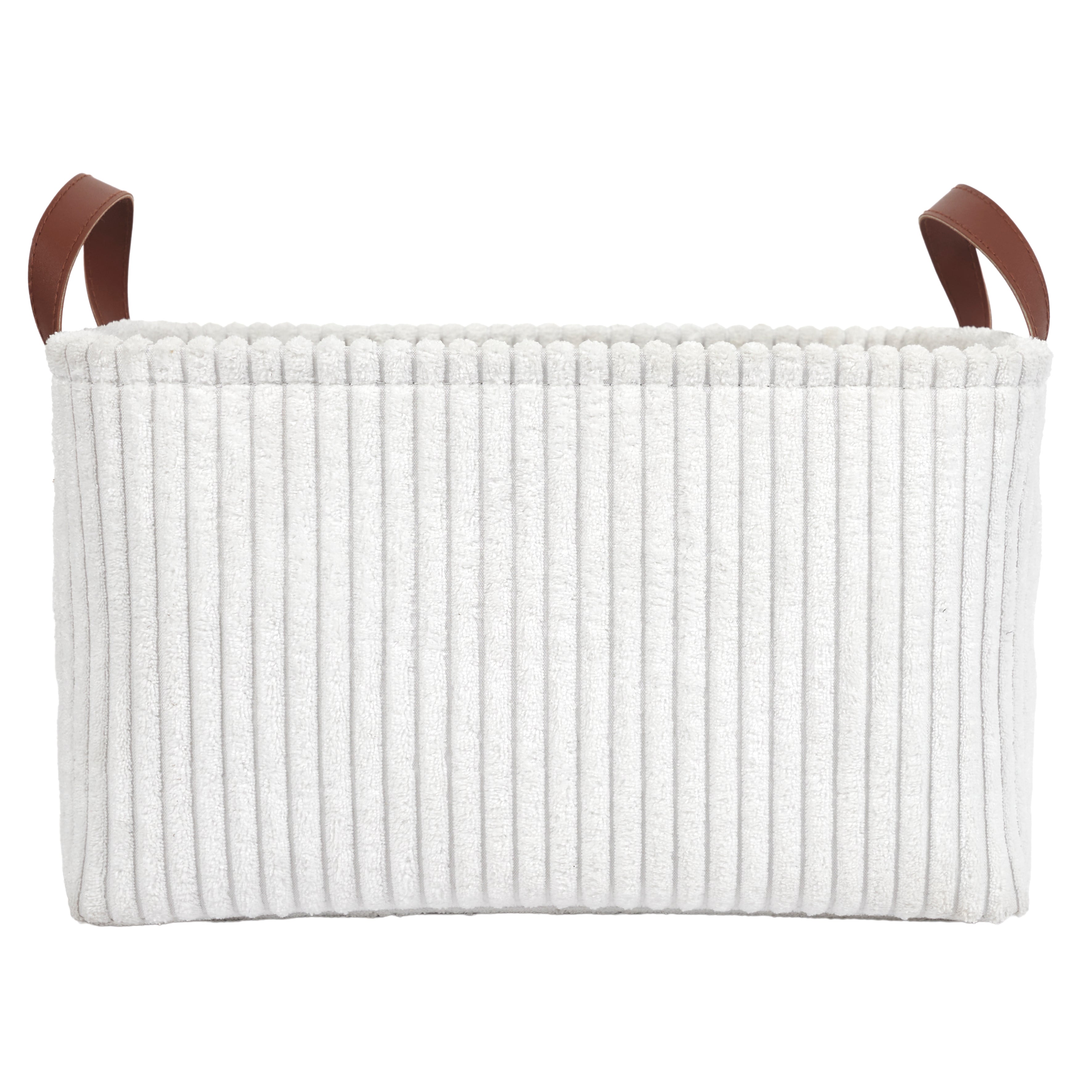 PANIER RANGEMENT BLANC VELOURS COTELE X3 H20CM