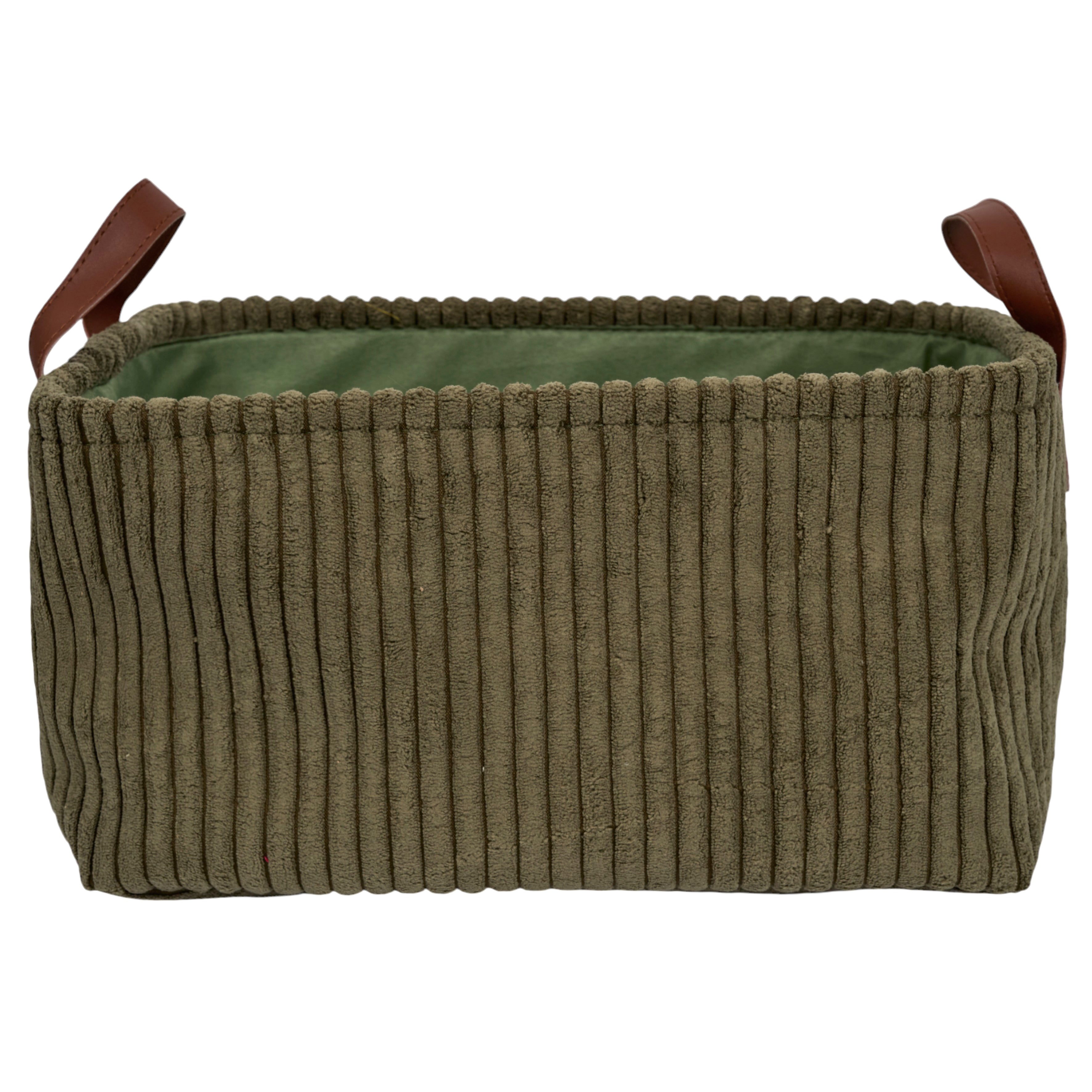PANIER RANGEMENT VERT VELOURS COTELE X3 H20CM
