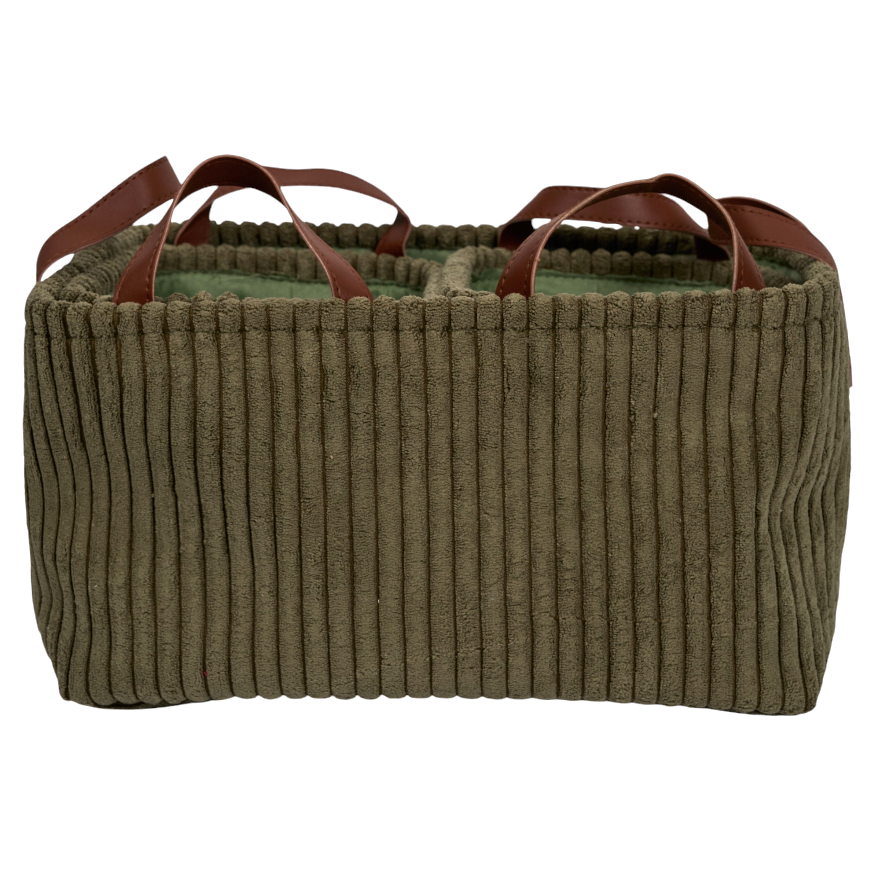 PANIER RANGEMENT VERT VELOURS COTELE X3 H20CM