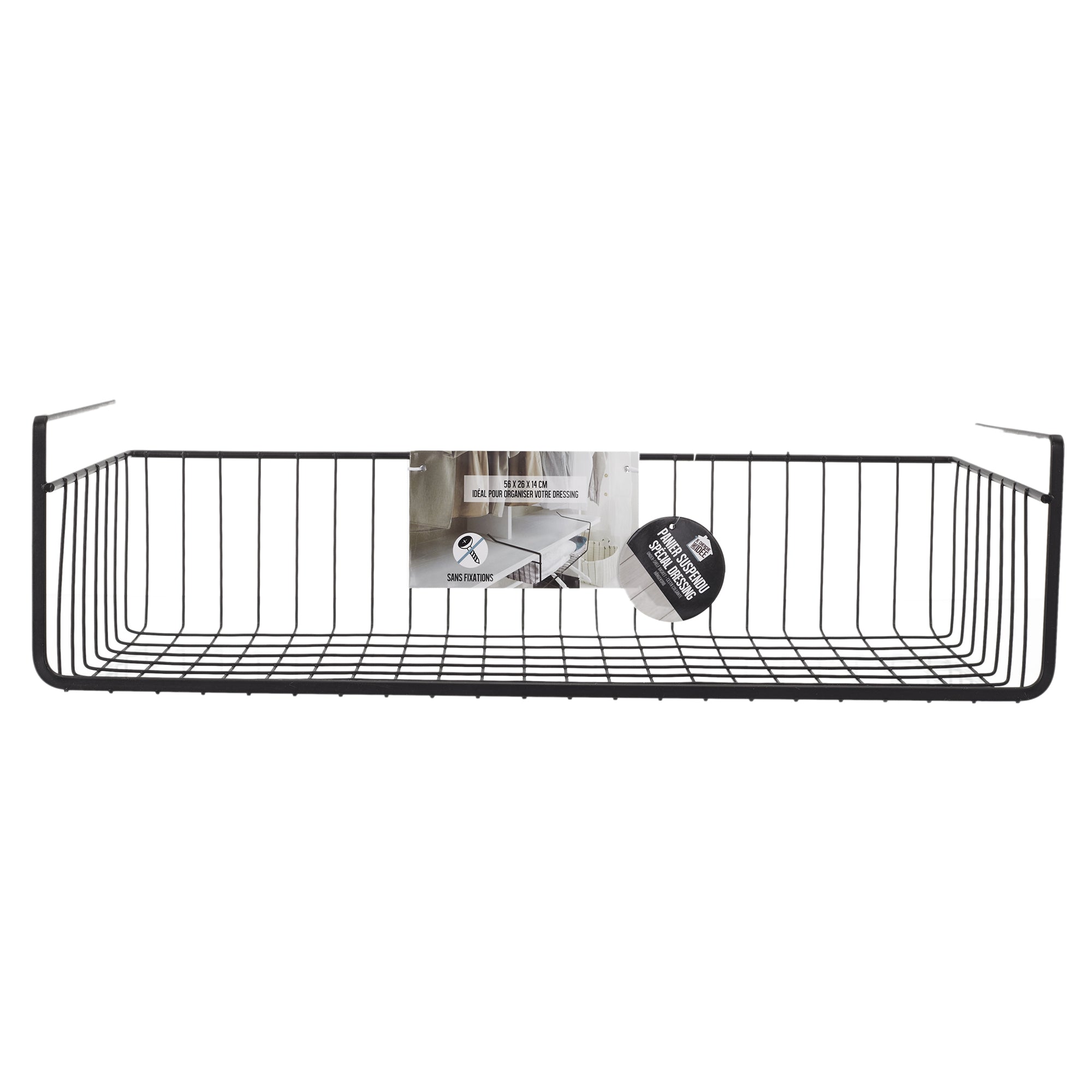 PANIER SUSPENDU METAL FILAIRE NOIR 56X14X26CM