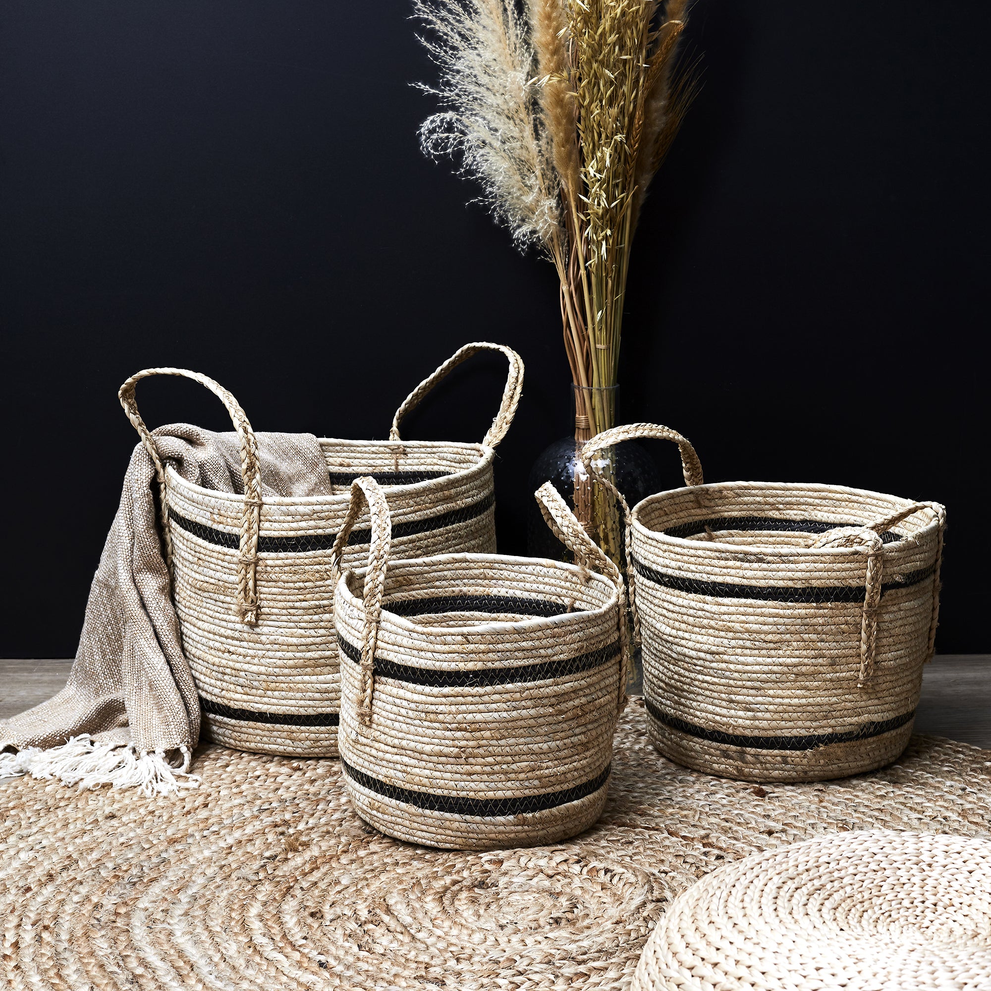 PANIER BICOLORE FIBRE DE MAIS X3