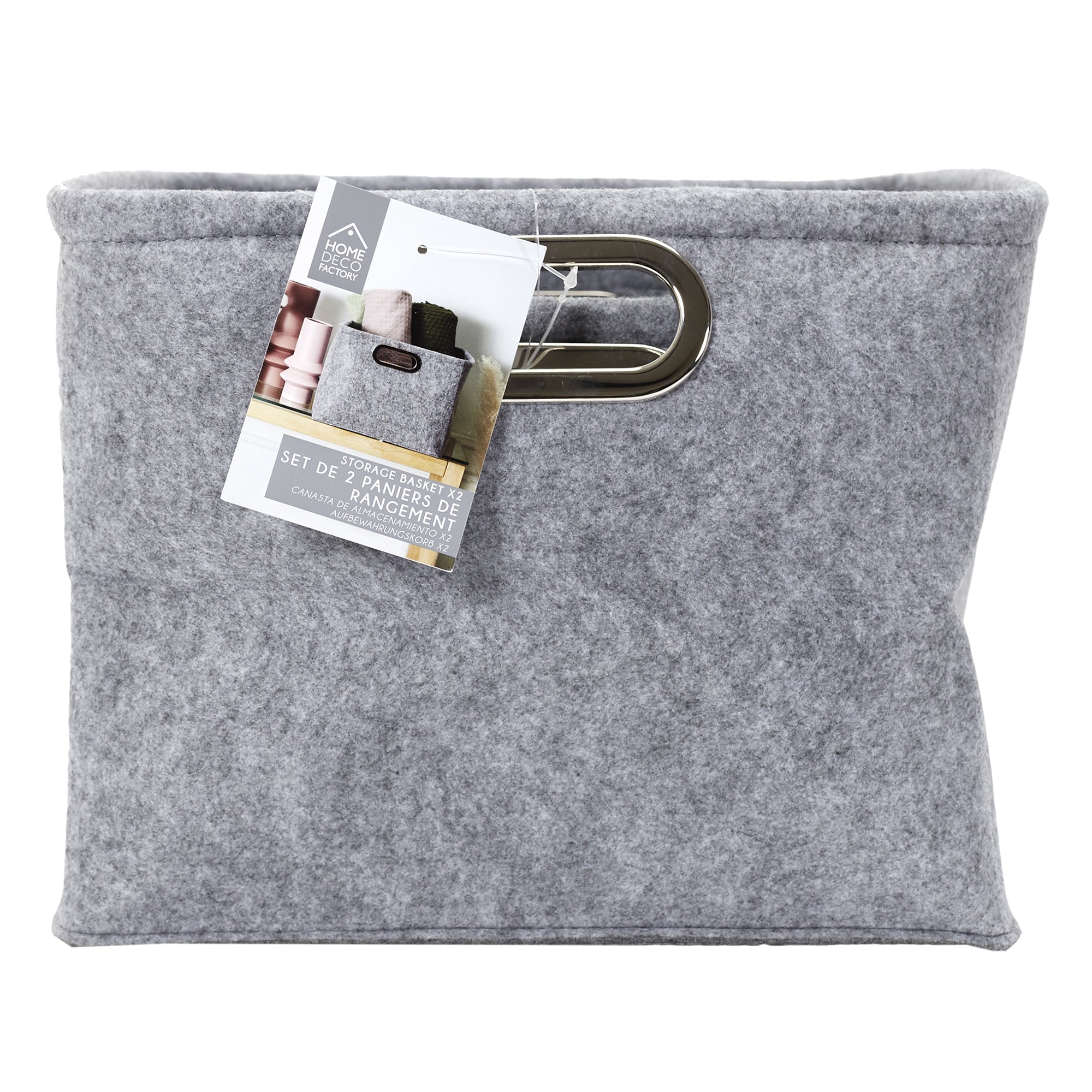 PANIER DE RANGEMENT CARRE ANSES METAL X2