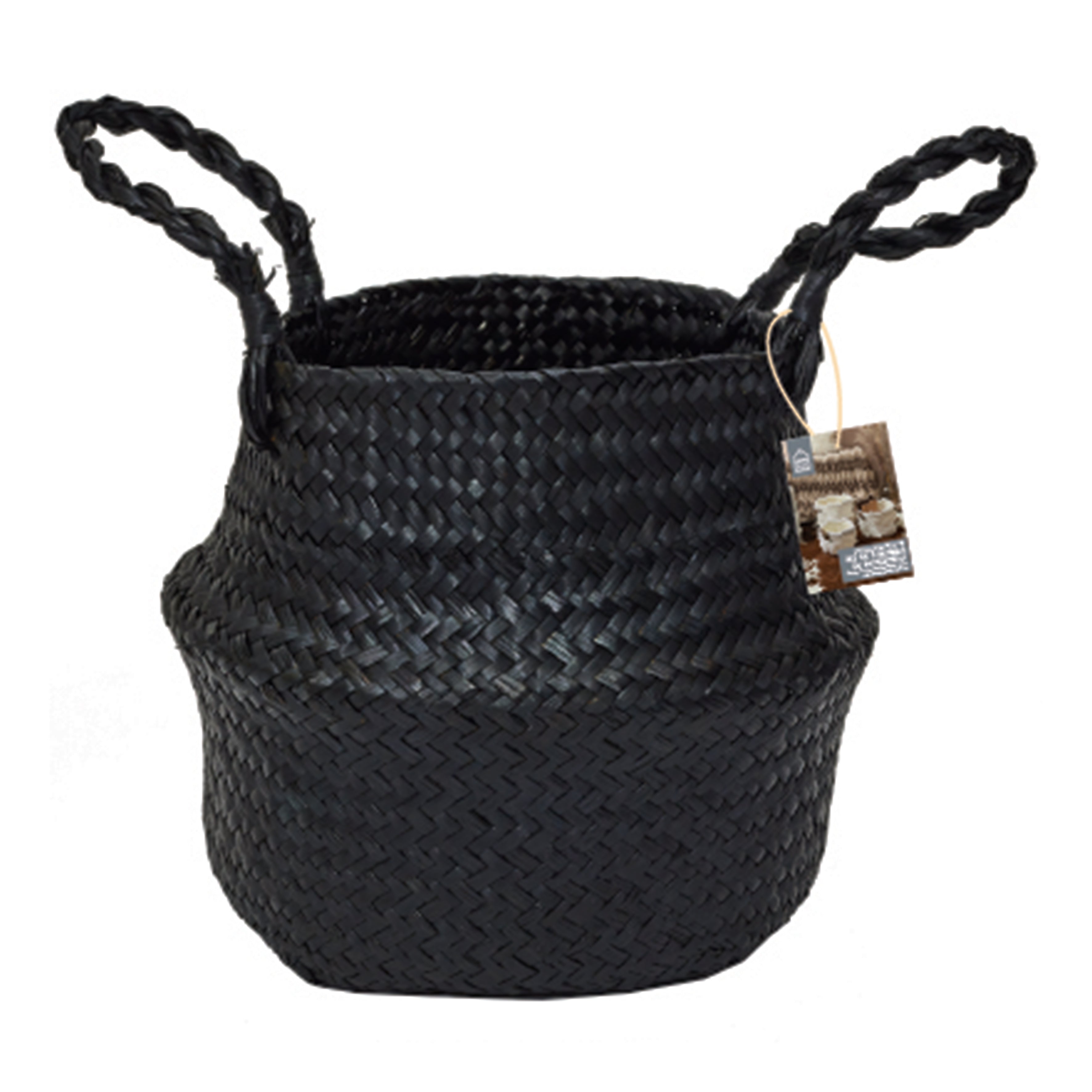 PANIER ARRONDI JONC DE MER NOIR X3