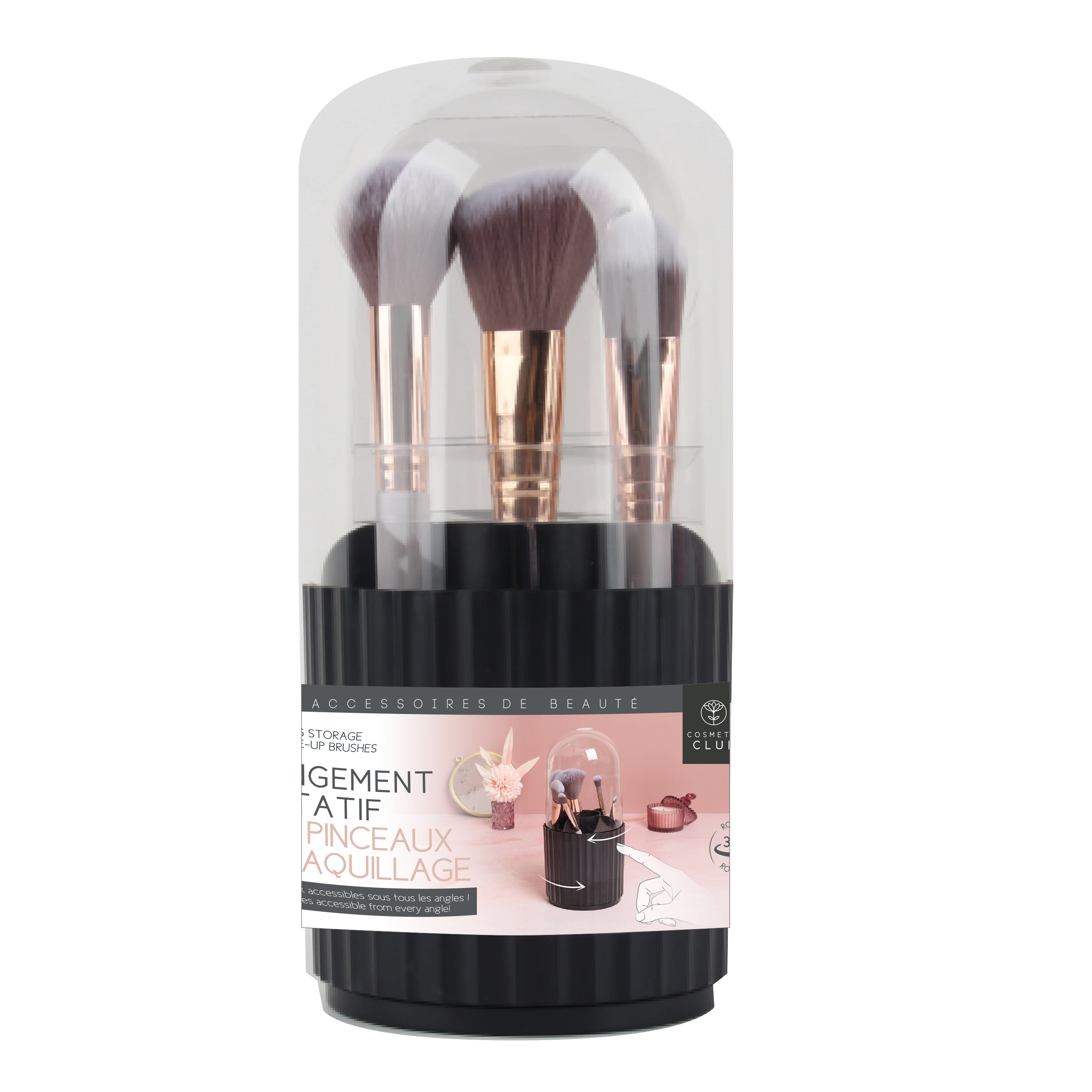 PINCEAUX MAQUILLAGE X6 AVEC RANGEMENT ROTATIF
