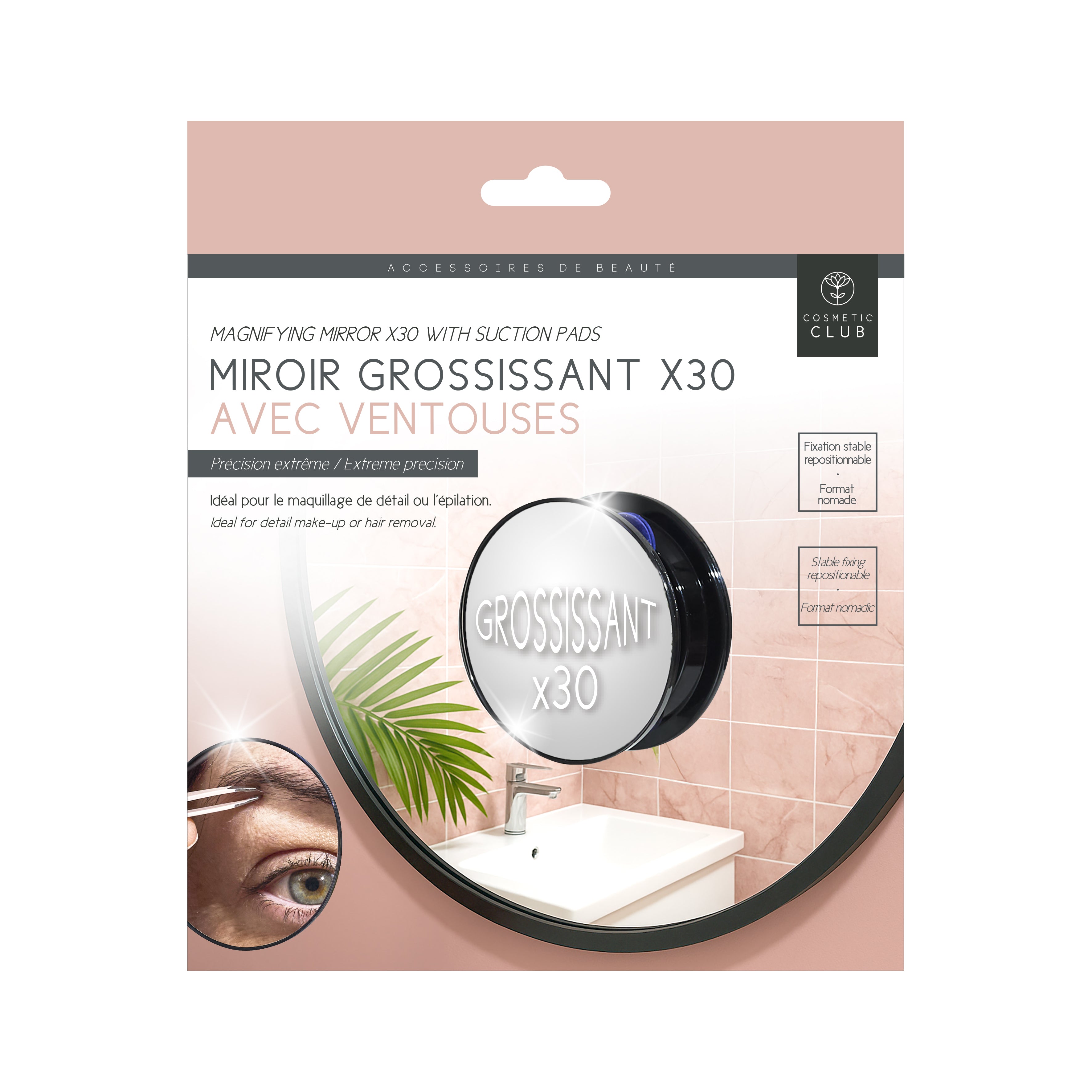 MIROIR GROSSISSANT X30 AVEC VENTOUSE