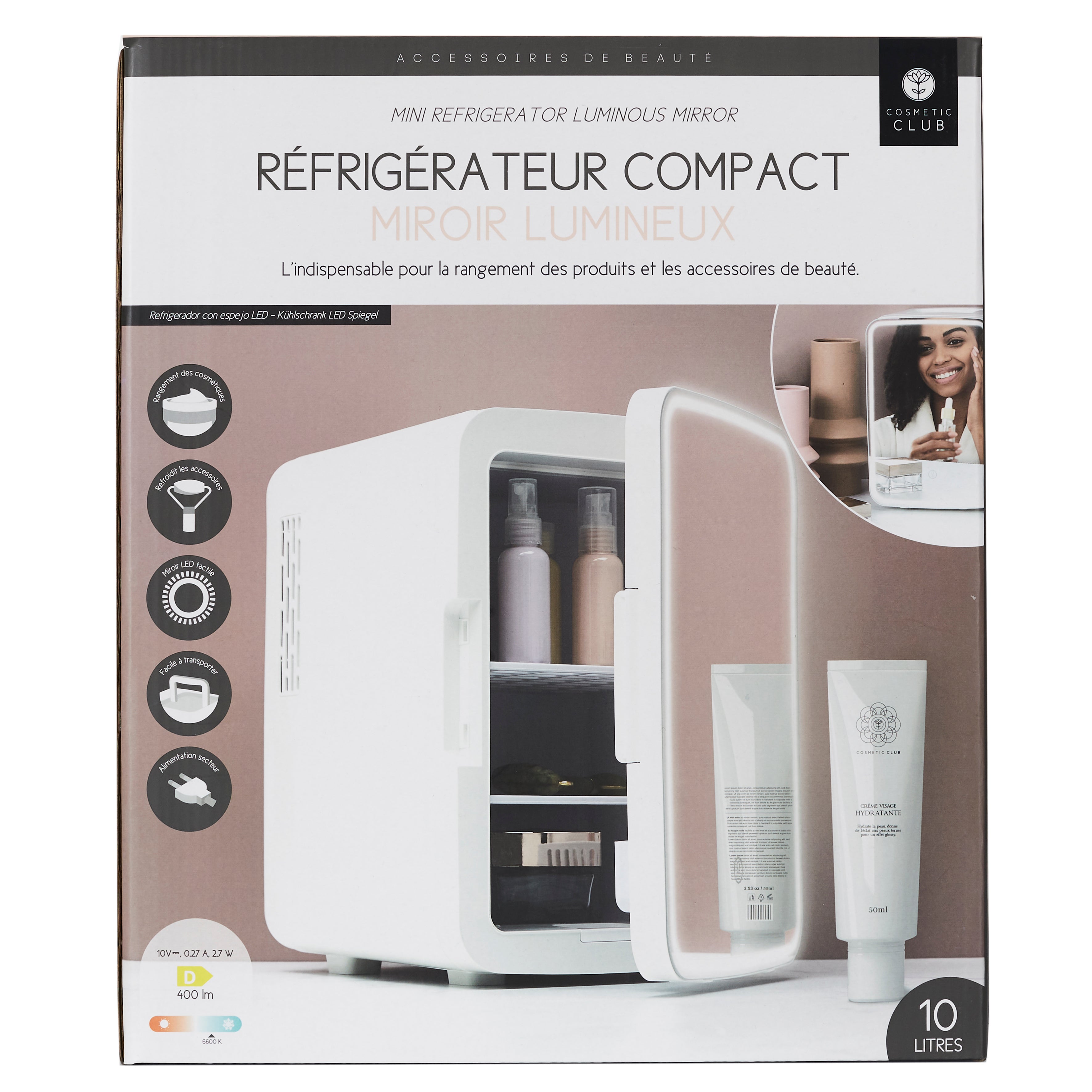 REFRIGERATEUR COSMETIQUE MIROIR LED