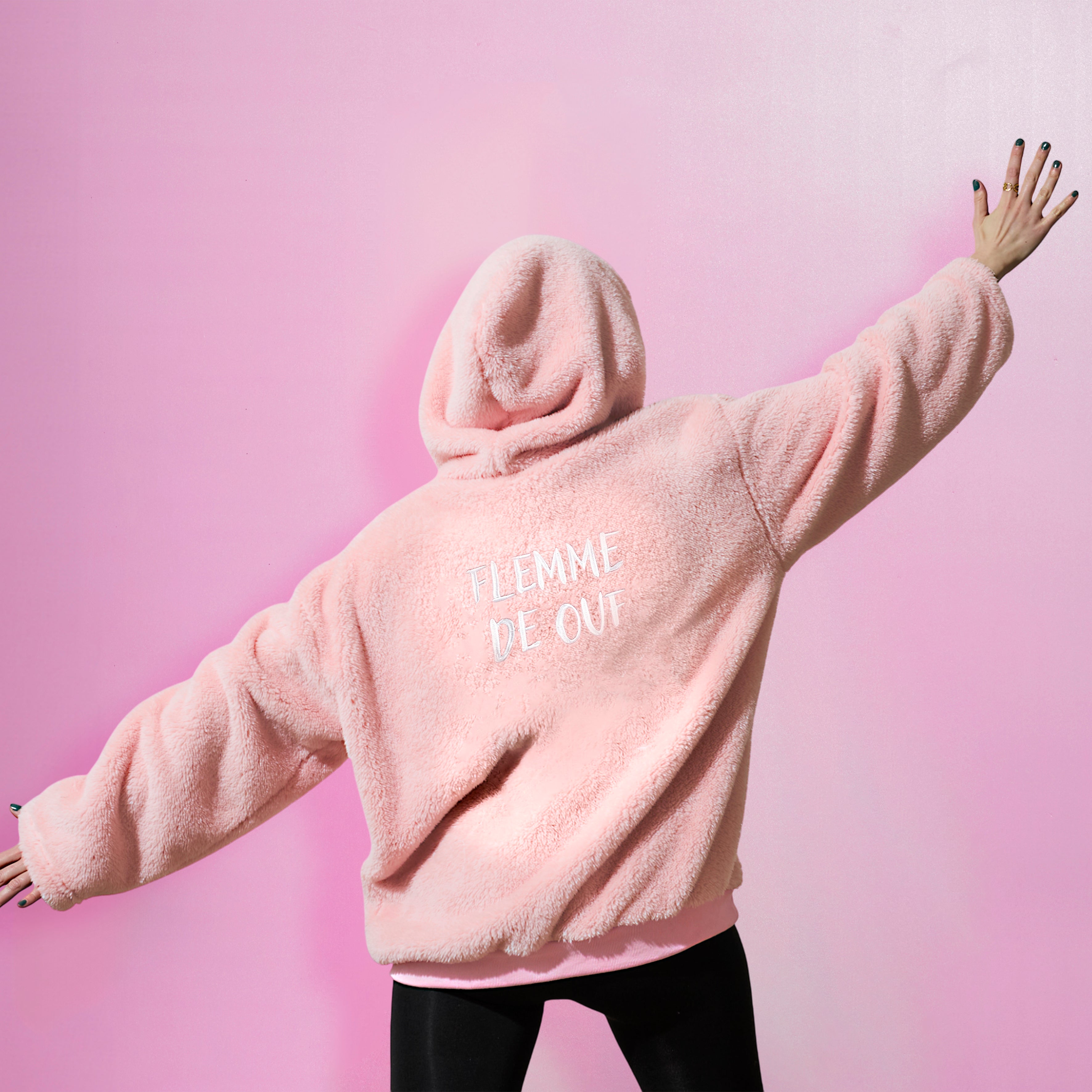 SWEAT A CAPUCHE HOODIE FLEMME DE OUF ROSE
