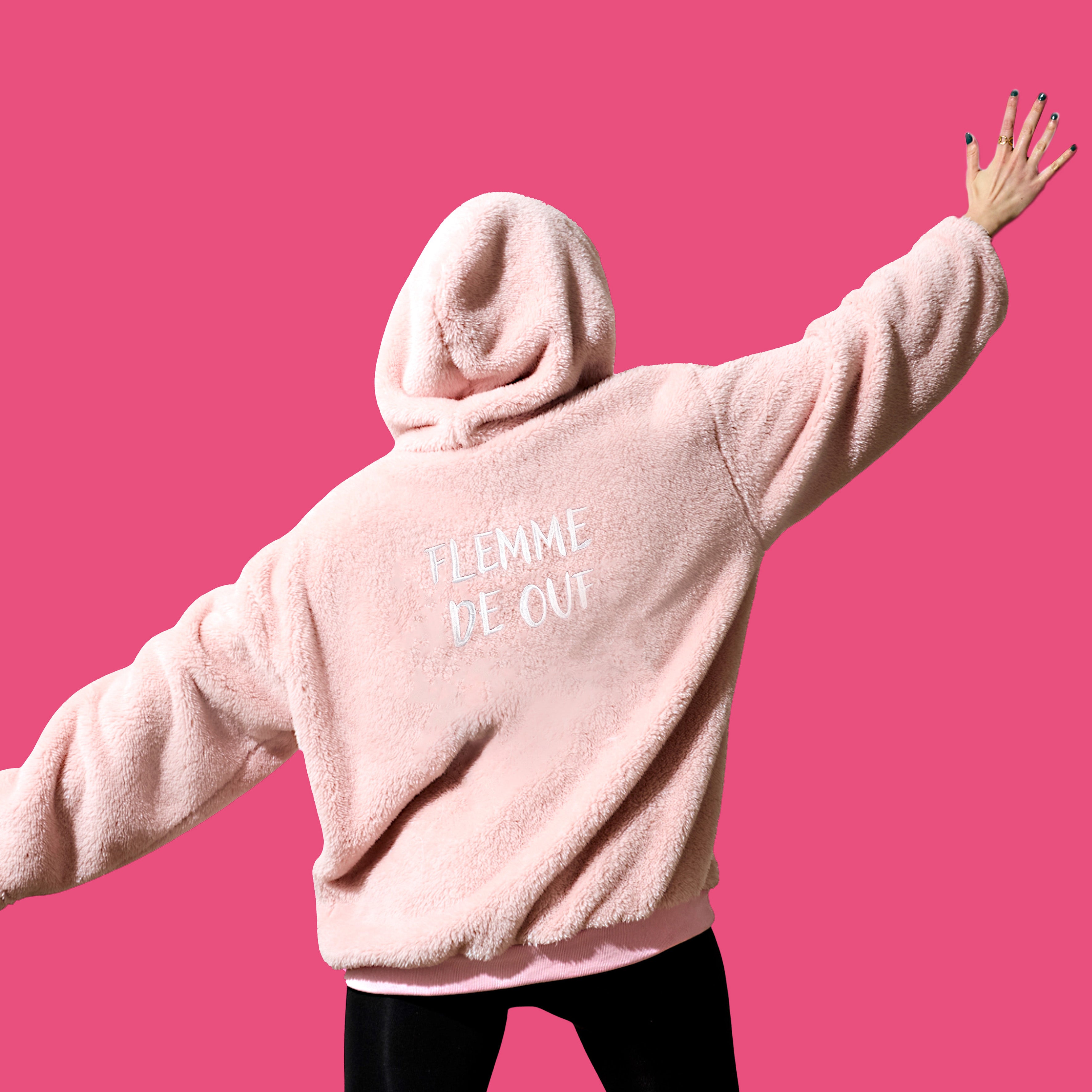 SWEAT A CAPUCHE HOODIE FLEMME DE OUF ROSE