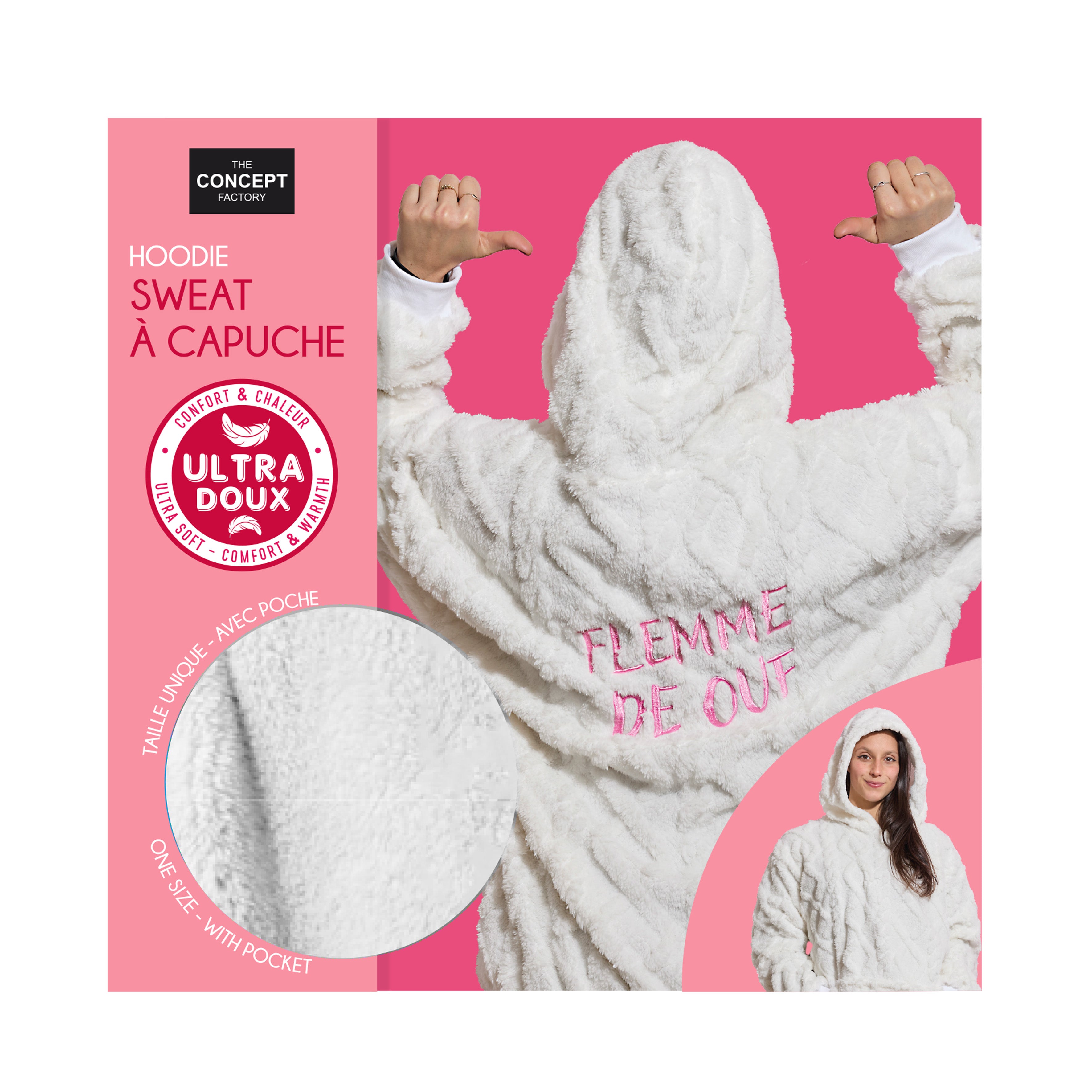 SWEAT A CAPUCHE HOODIE FLEMME DE OUF BLANC