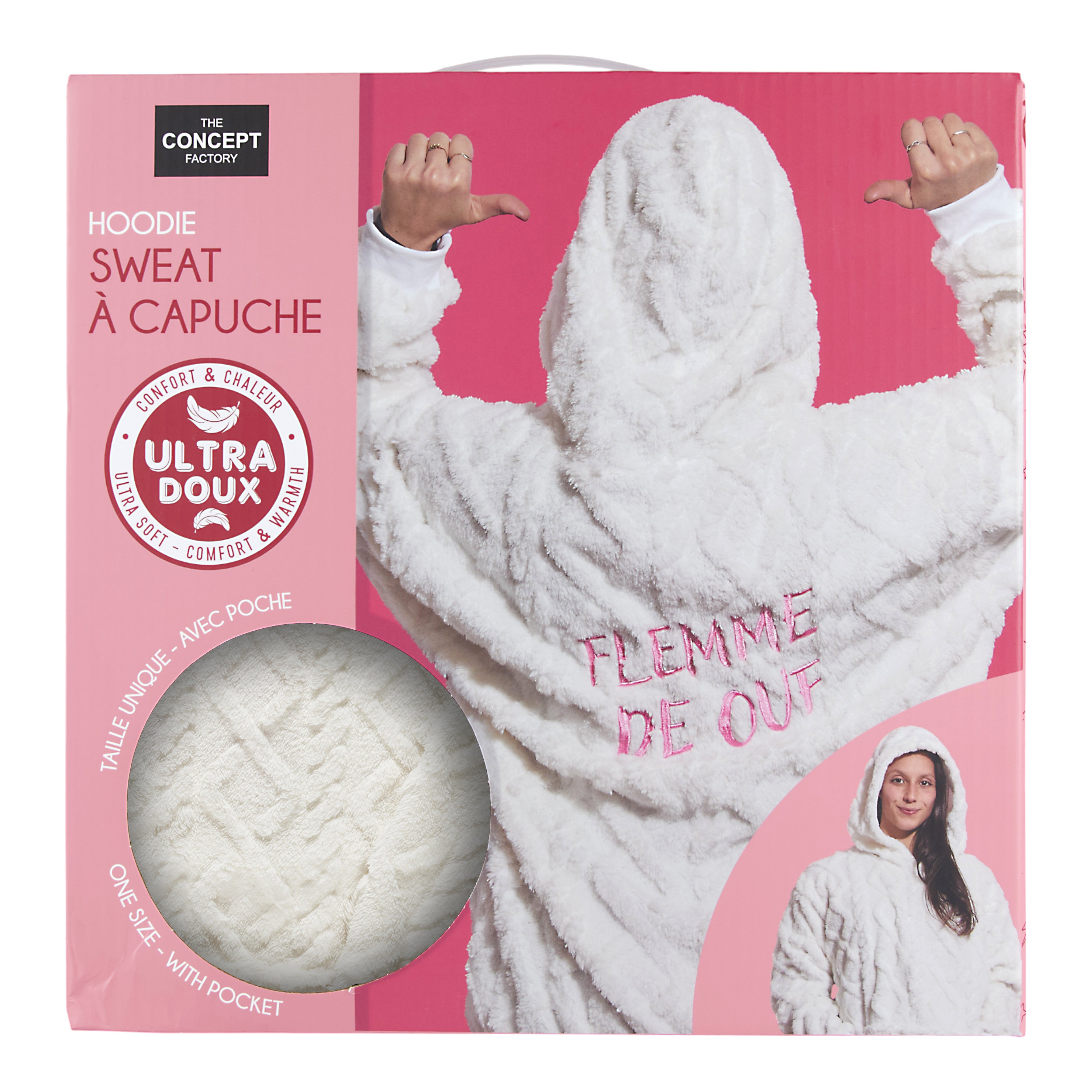 SWEAT A CAPUCHE HOODIE FLEMME DE OUF BLANC