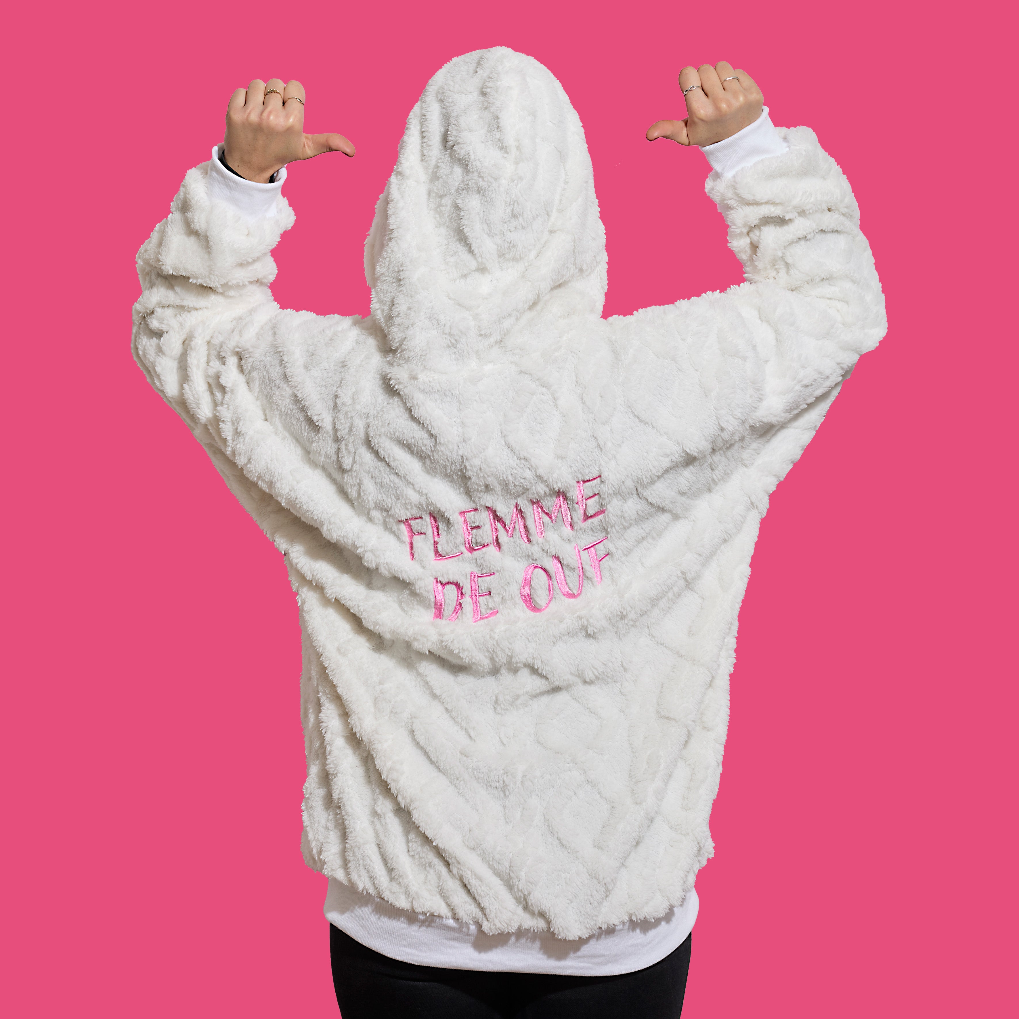 SWEAT A CAPUCHE HOODIE FLEMME DE OUF BLANC
