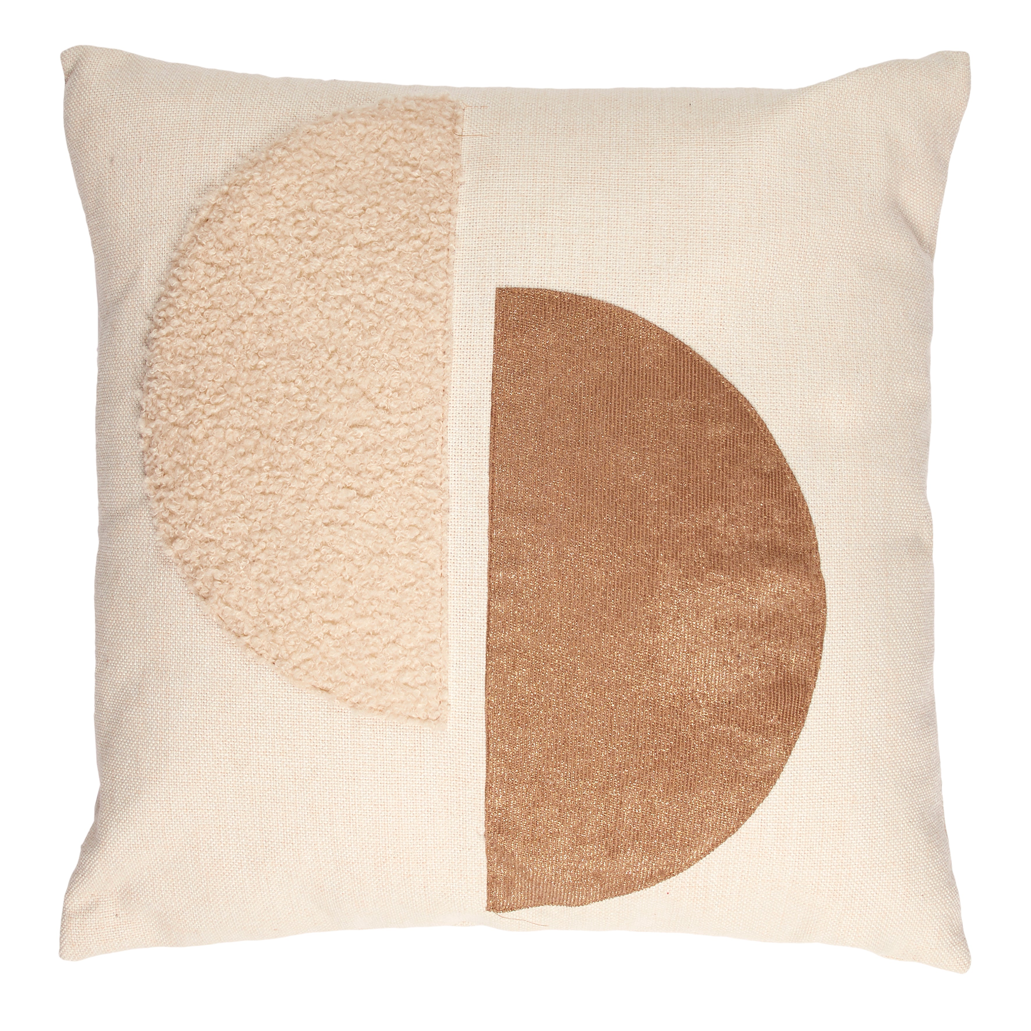 COUSSIN TAUPE IRISE ET BEIGE BOUCLETTE 40X40CM