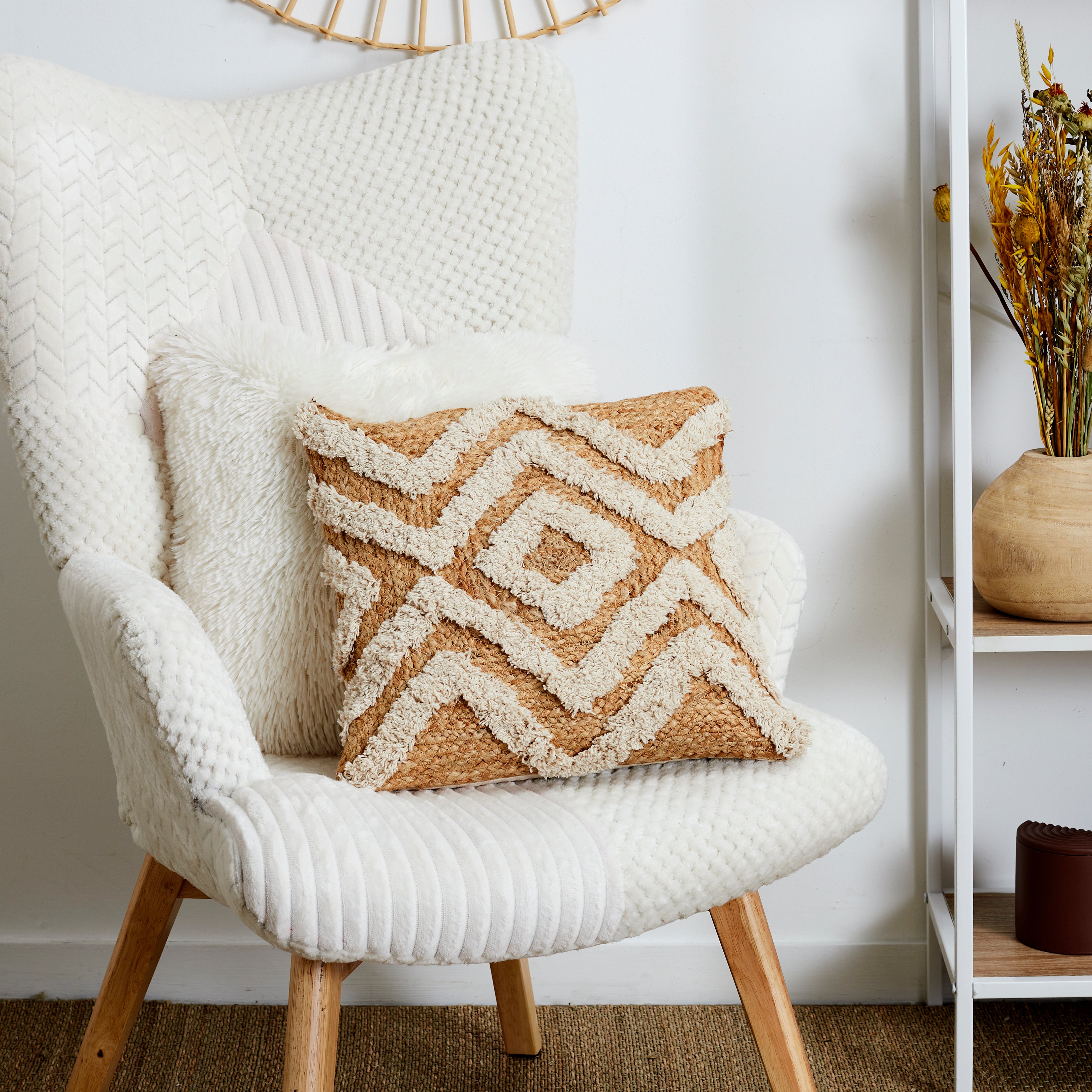 COUSSIN JUTE ET COTON TUFTE 40X40CM