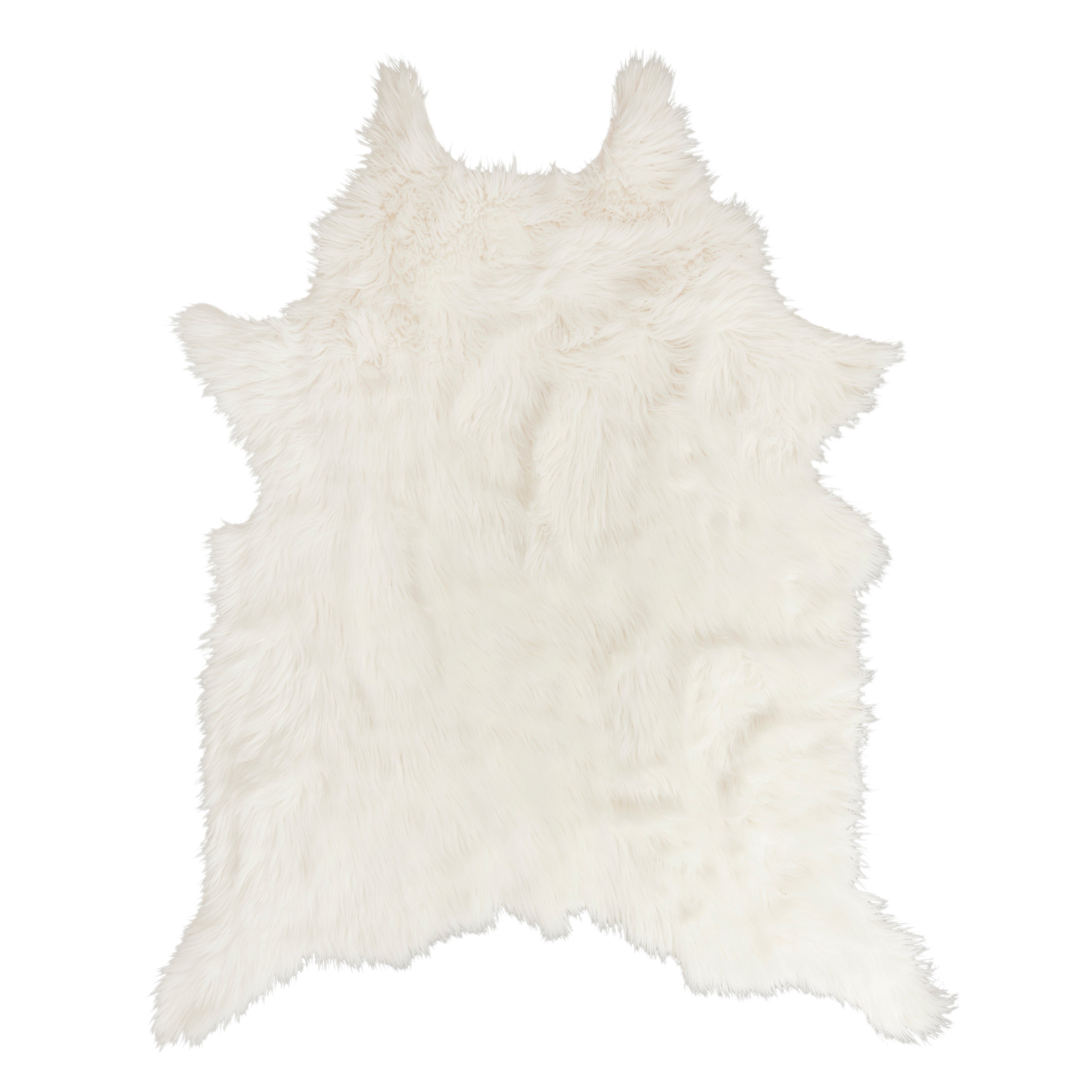 TAPIS FORME PEAU DE BETE FAUSSE FOURURE BLANC