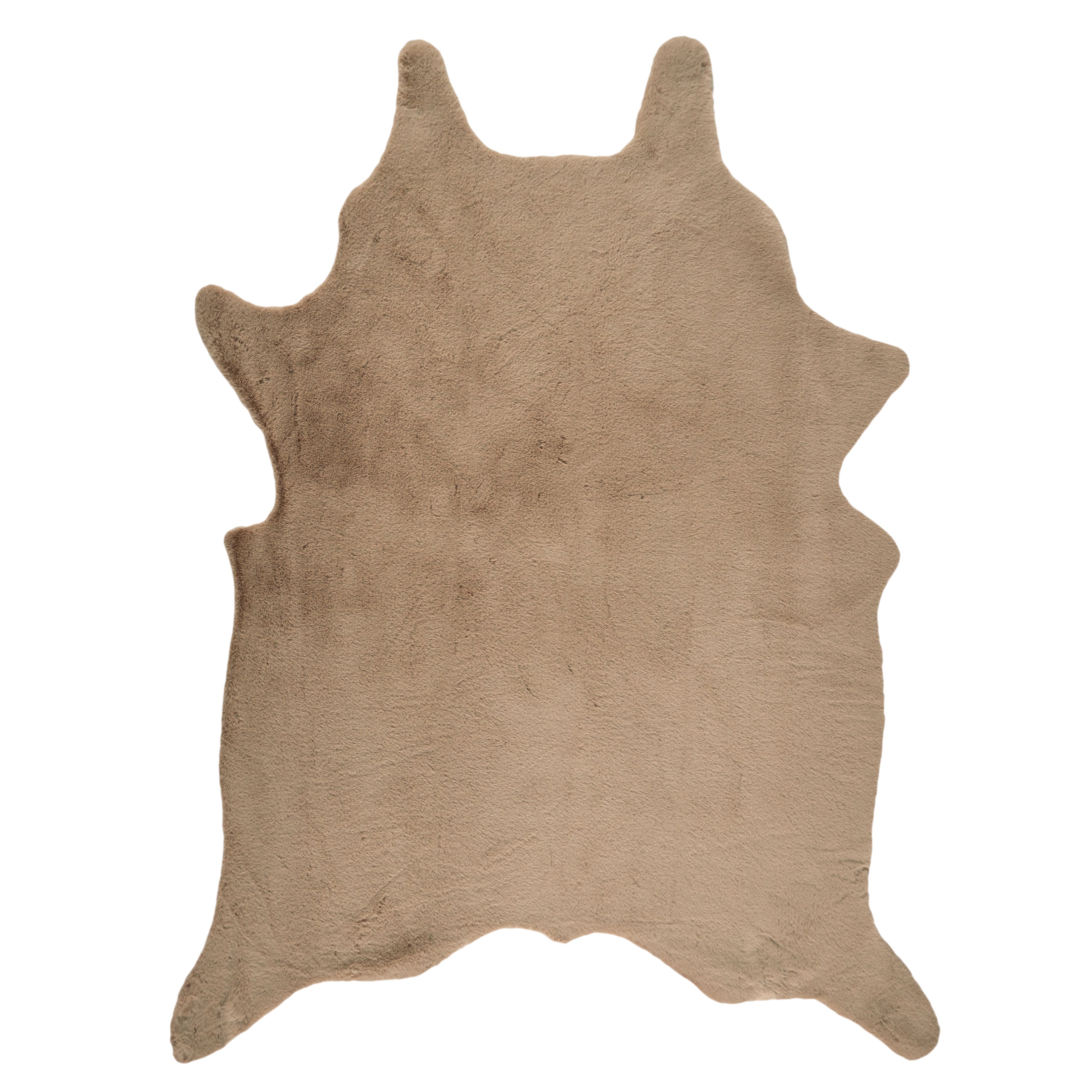 TAPIS FORME PEAU DE BETE FAUSSE FOURR TAUPE