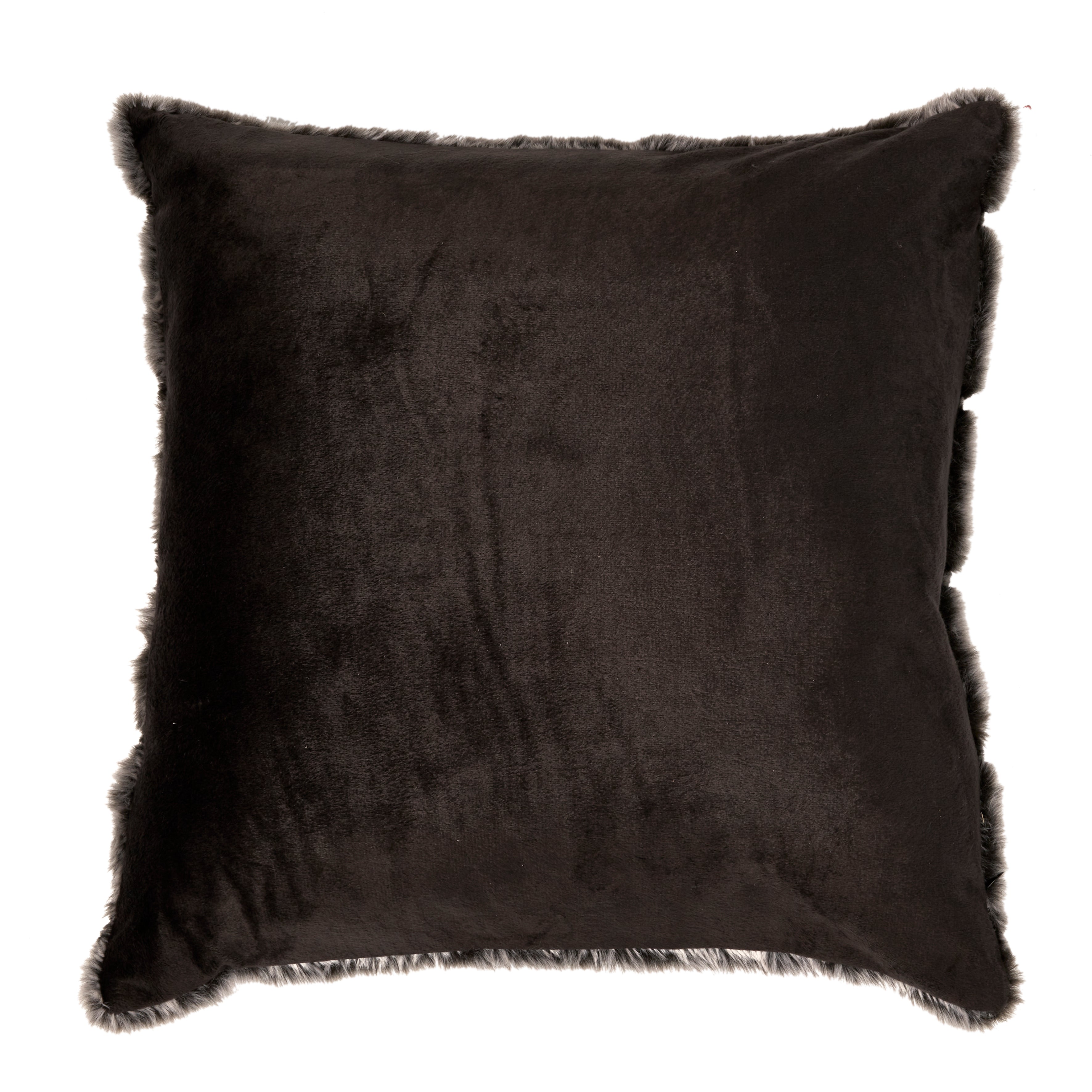 COUSSIN IMIT FOURRURE GRIS FONCE RAYE 40X40CM