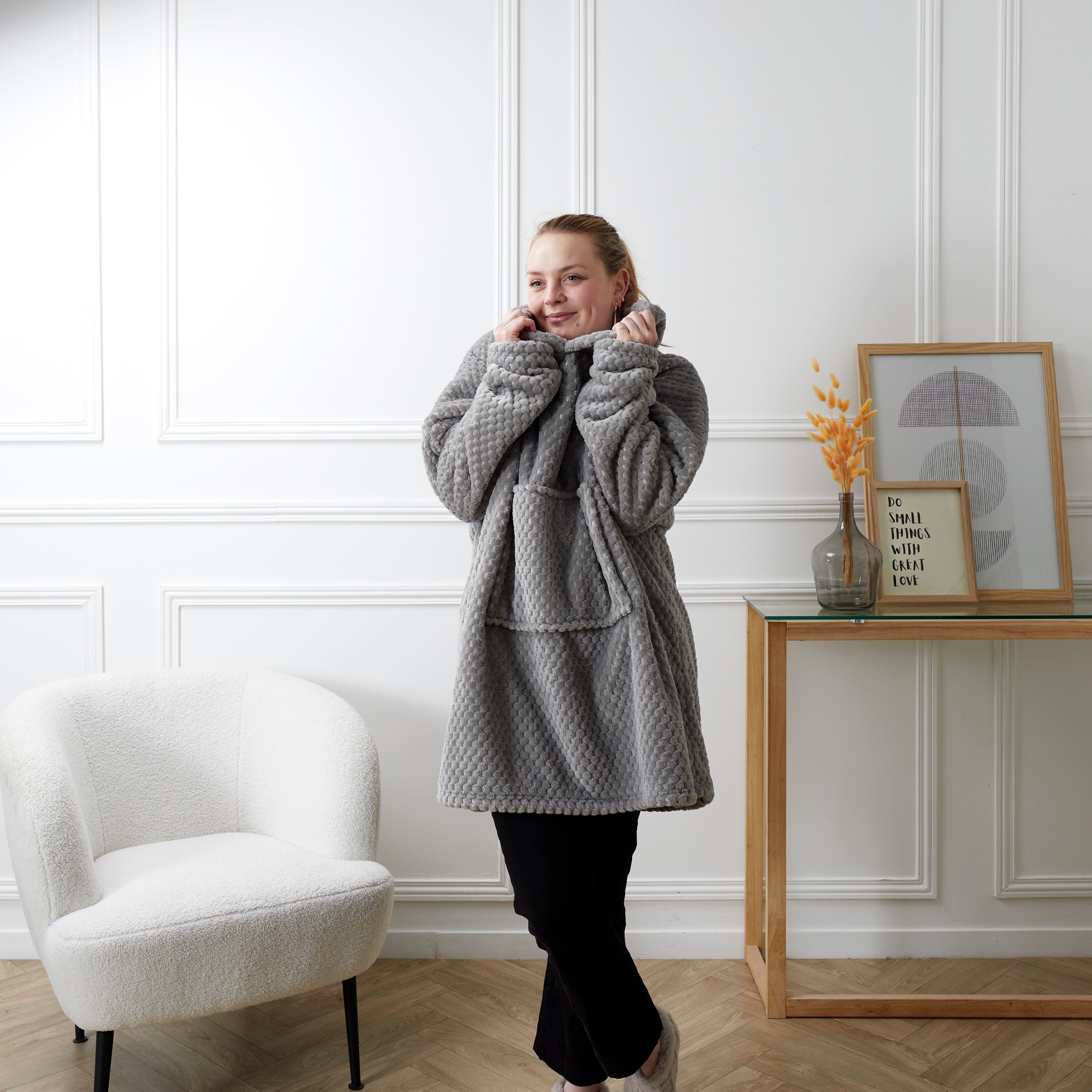 SWEAT PLAID EFFET NID D ABEILLE INT SHERPA