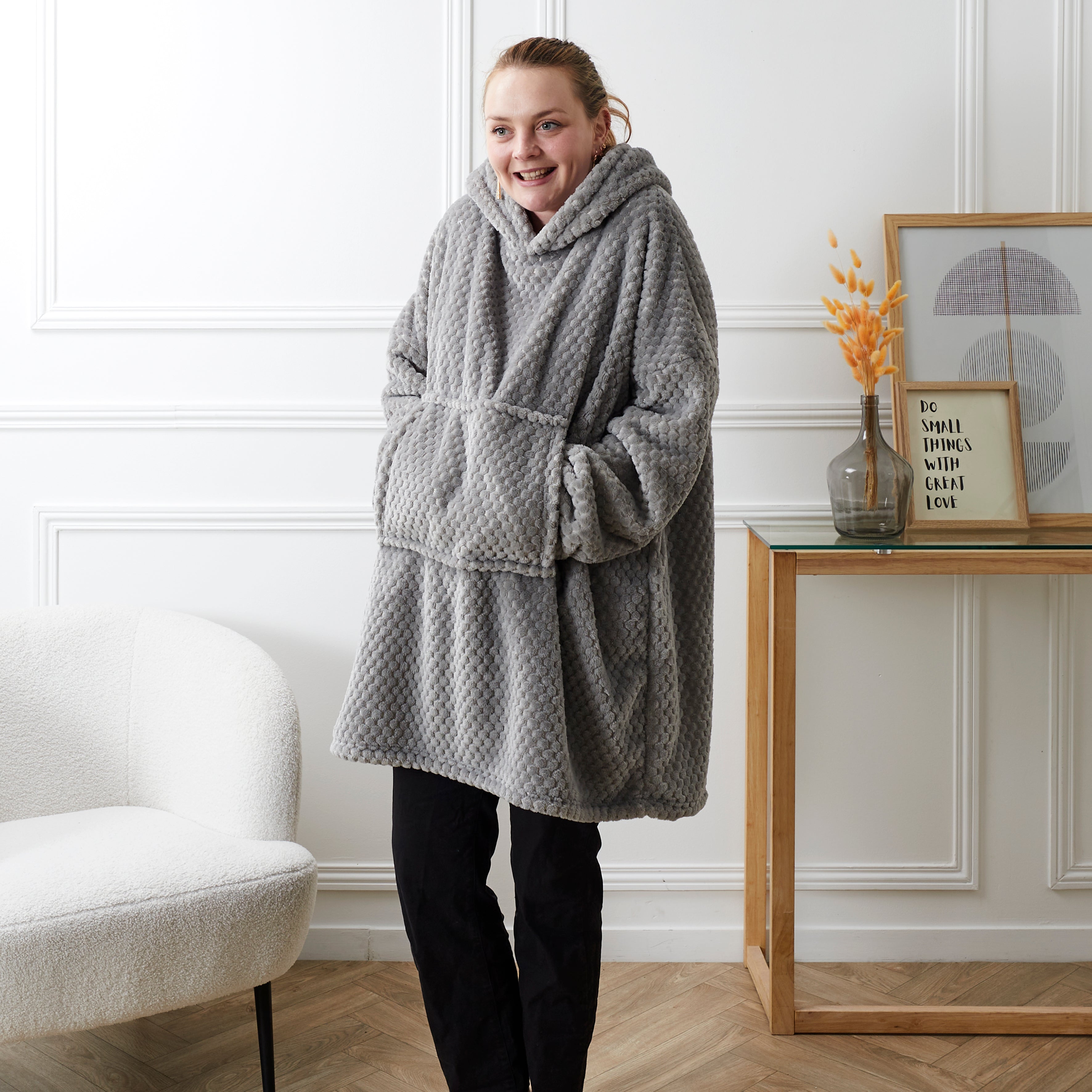 SWEAT PLAID EFFET NID D ABEILLE INT SHERPA