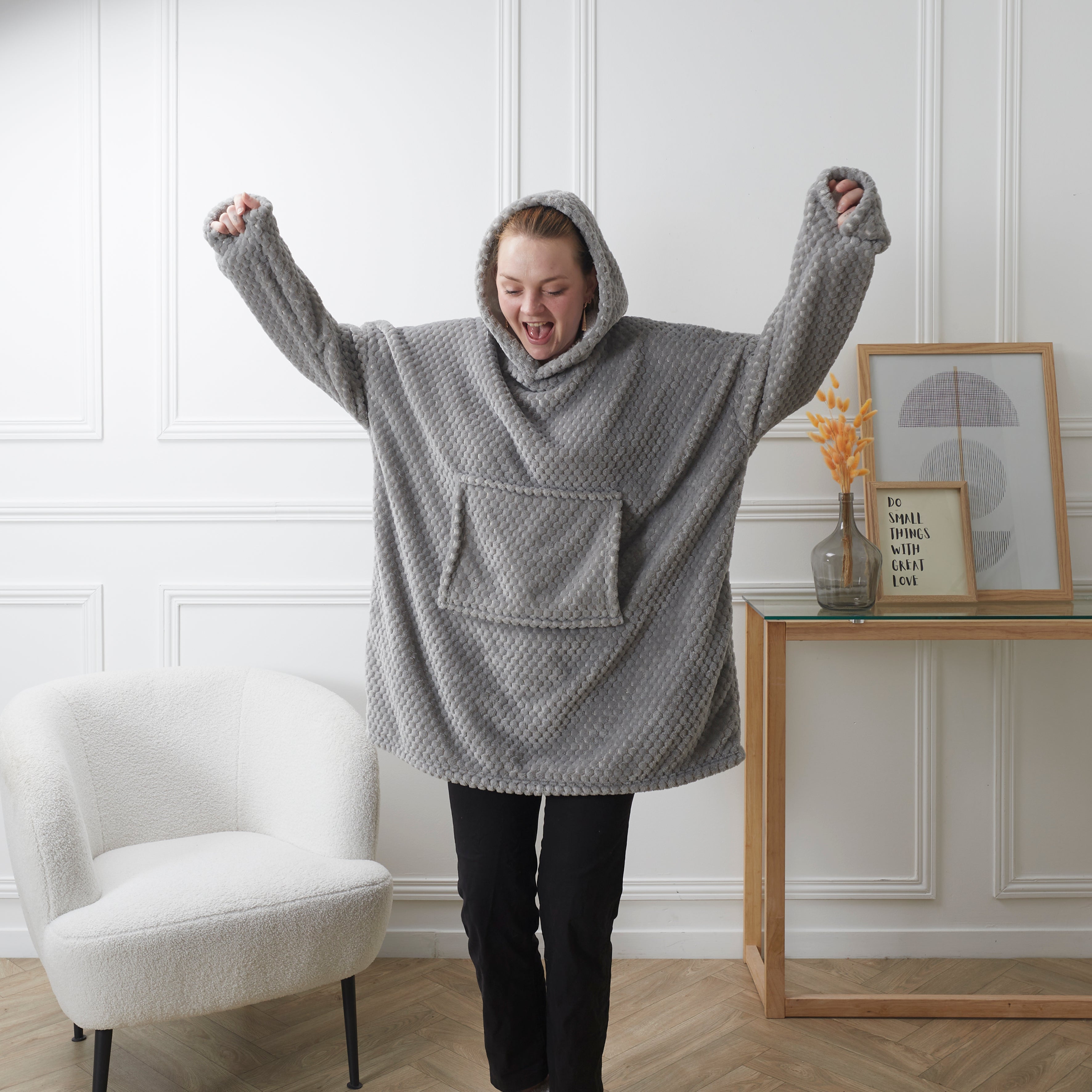 SWEAT PLAID EFFET NID D ABEILLE INT SHERPA