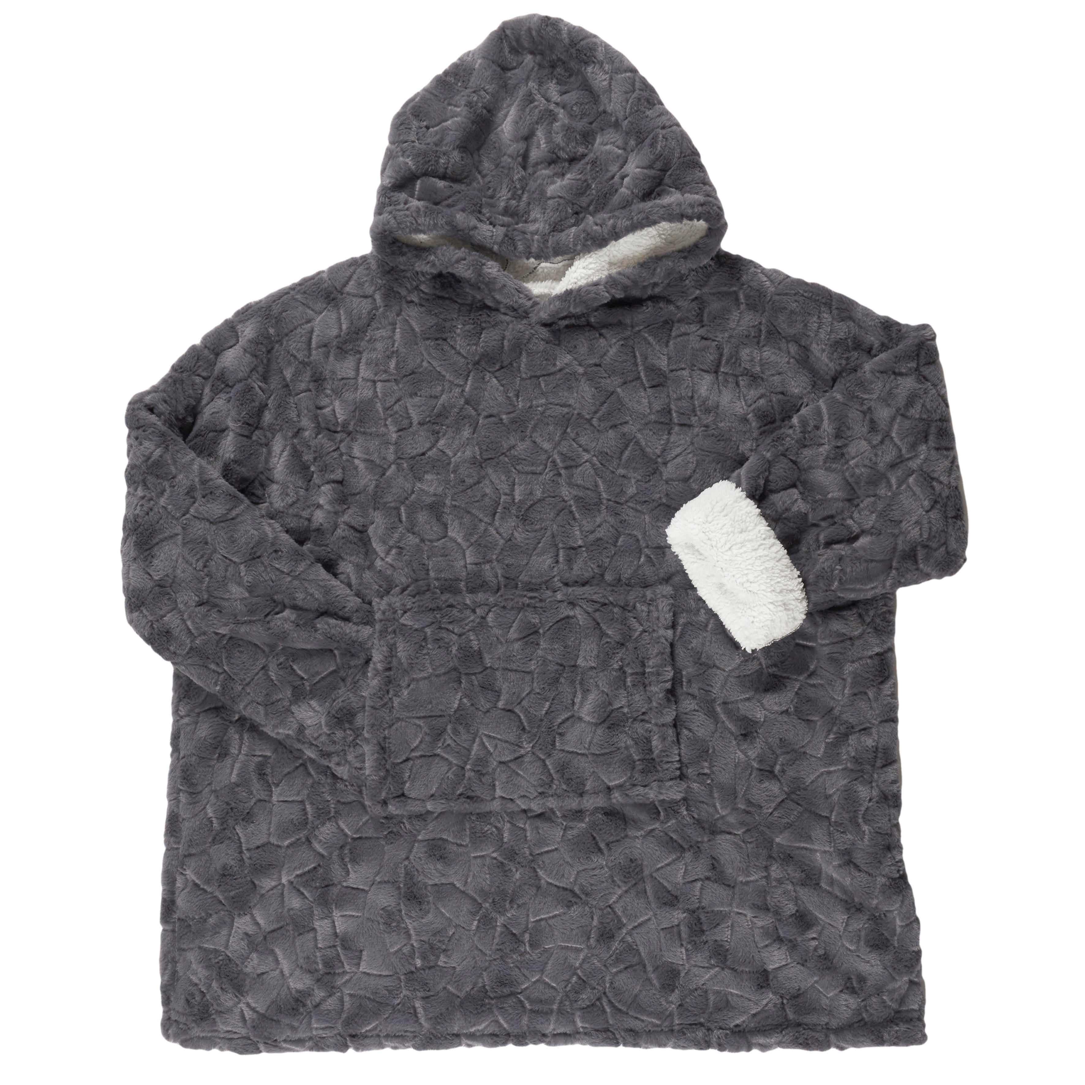 SWEAT PLAID FAUSSE FOURRURE GRIS FONCE