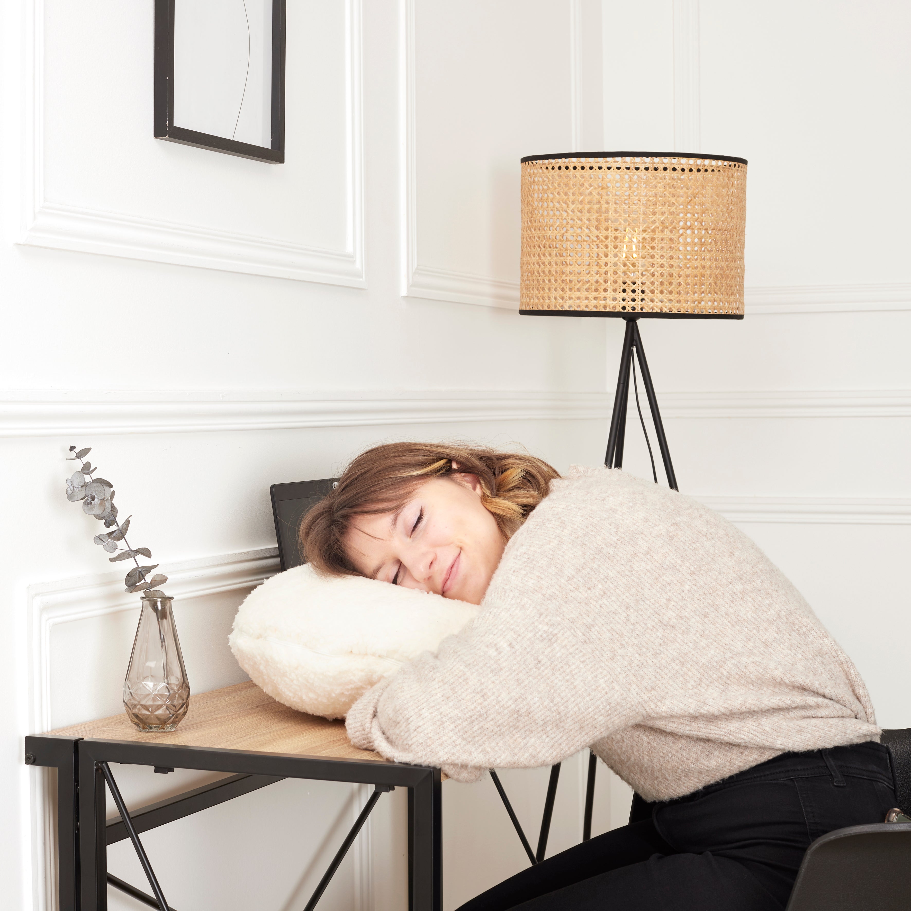 COUSSIN ET PLAID SHERPA CREME 120X150CM