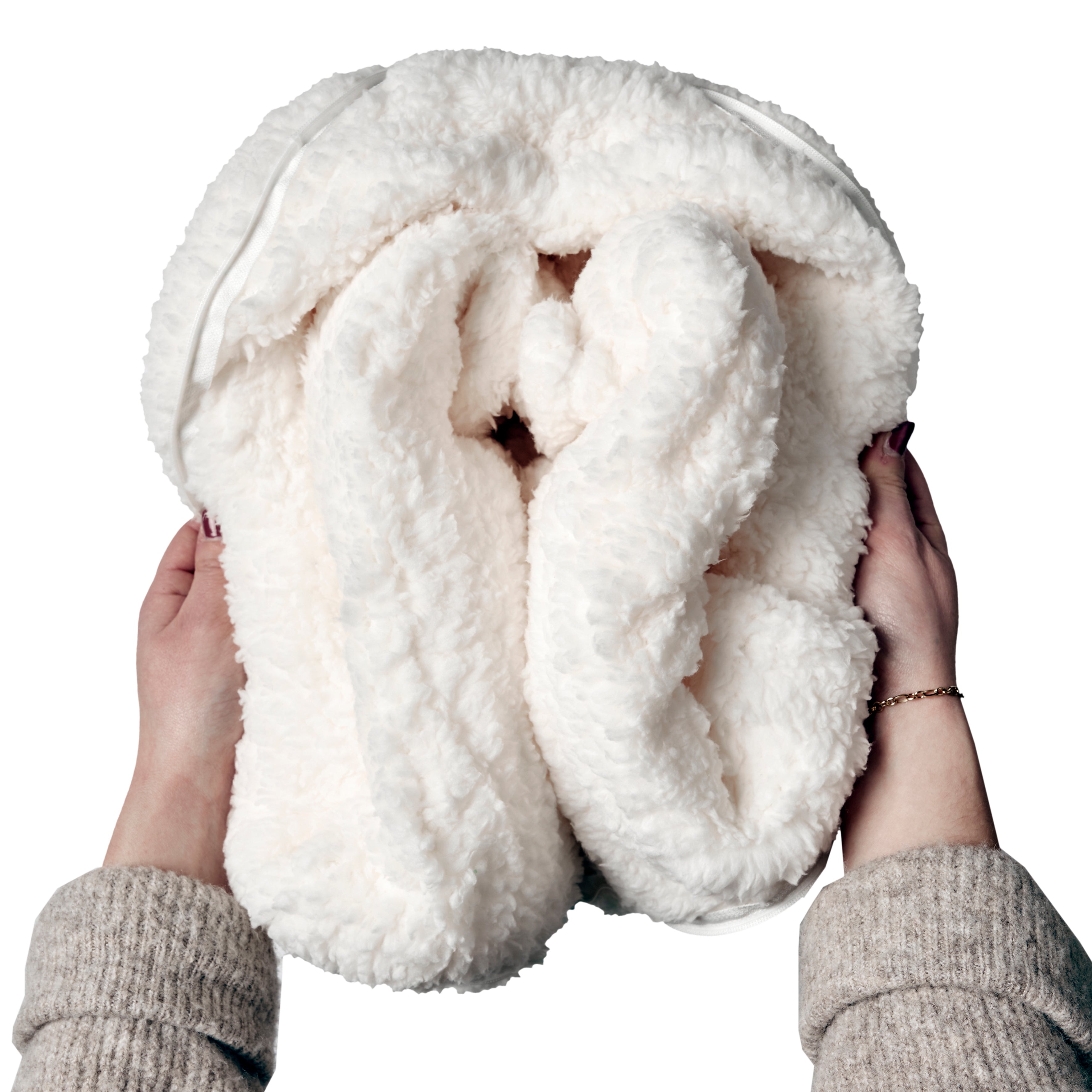 COUSSIN ET PLAID SHERPA CREME 120X150CM