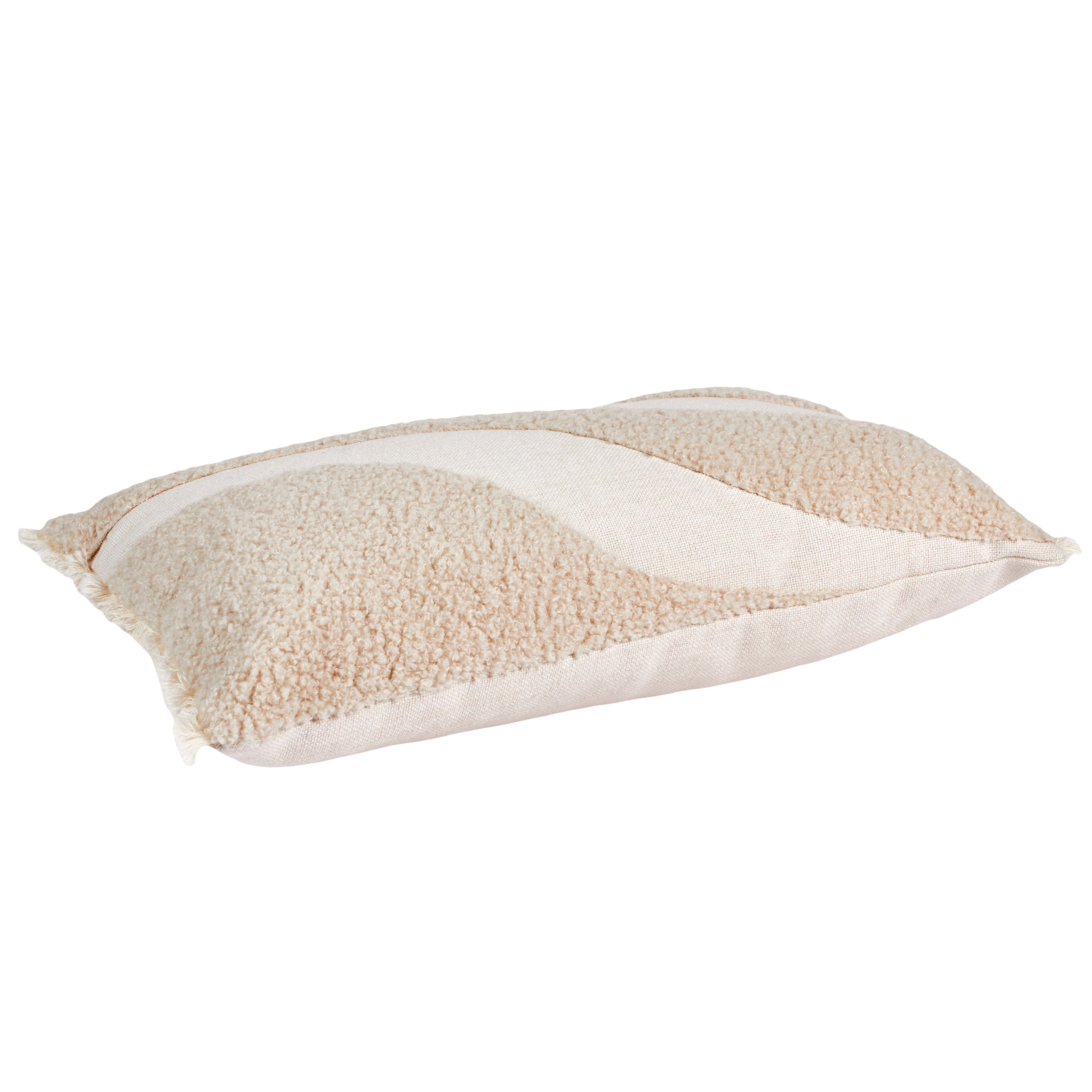 COUSSIN BEIGE ET BLANC BOUCLETTE 30X50CM