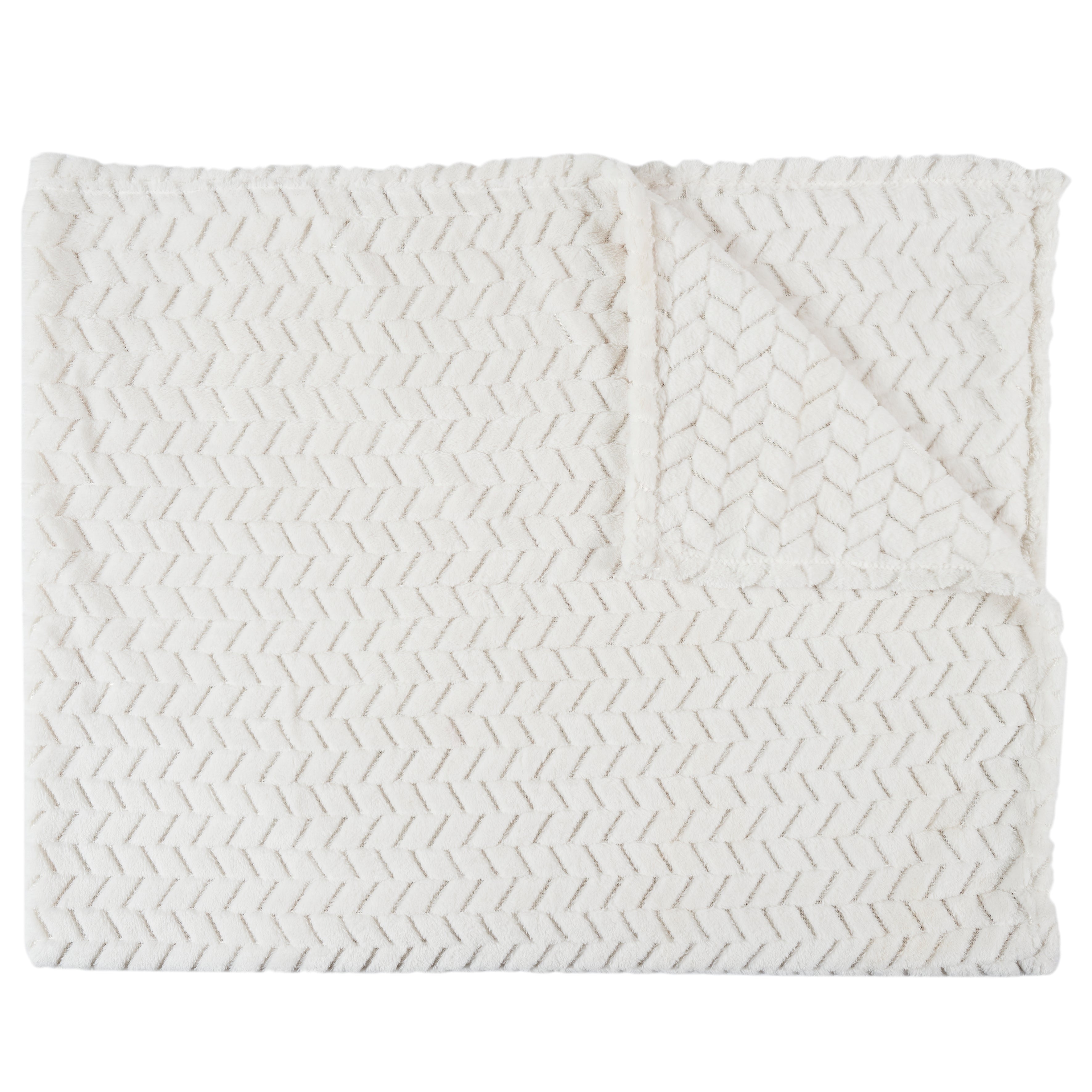 PLAID EFFET CHEVRON CREME 120X150CM