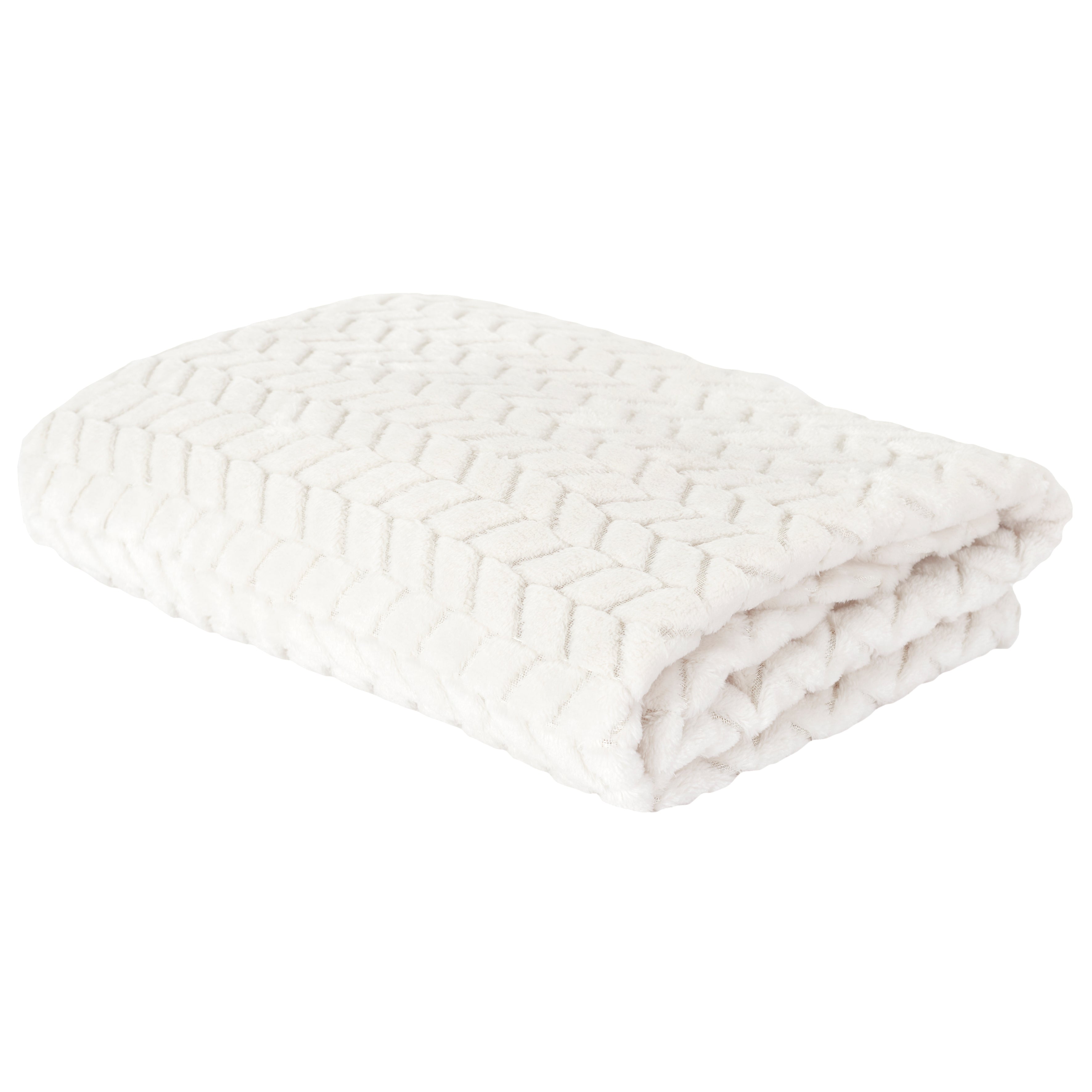 PLAID EFFET CHEVRON CREME 120X150CM