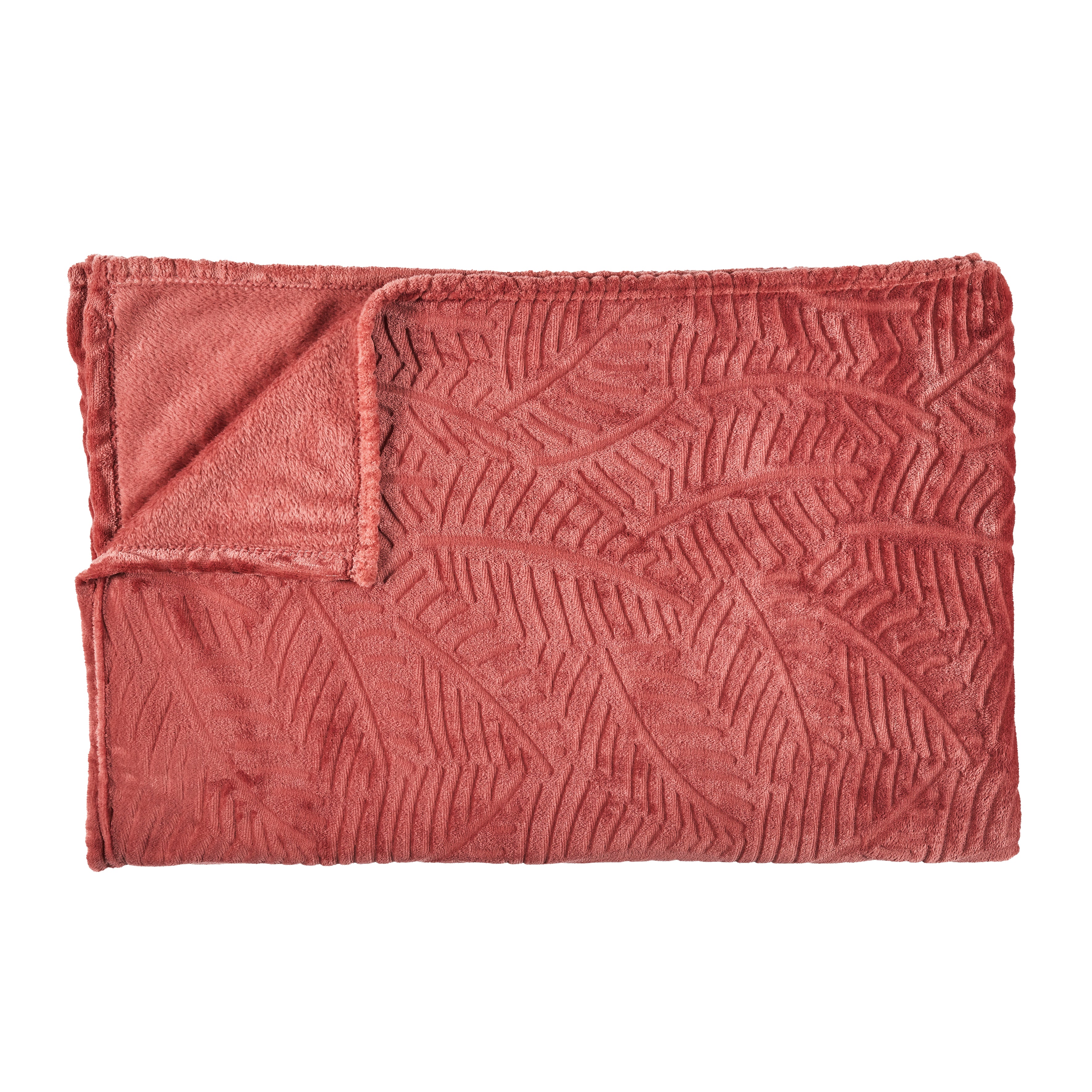 PLAID FLANELLE EMBOSSE TERRACOTTA 150X200CM