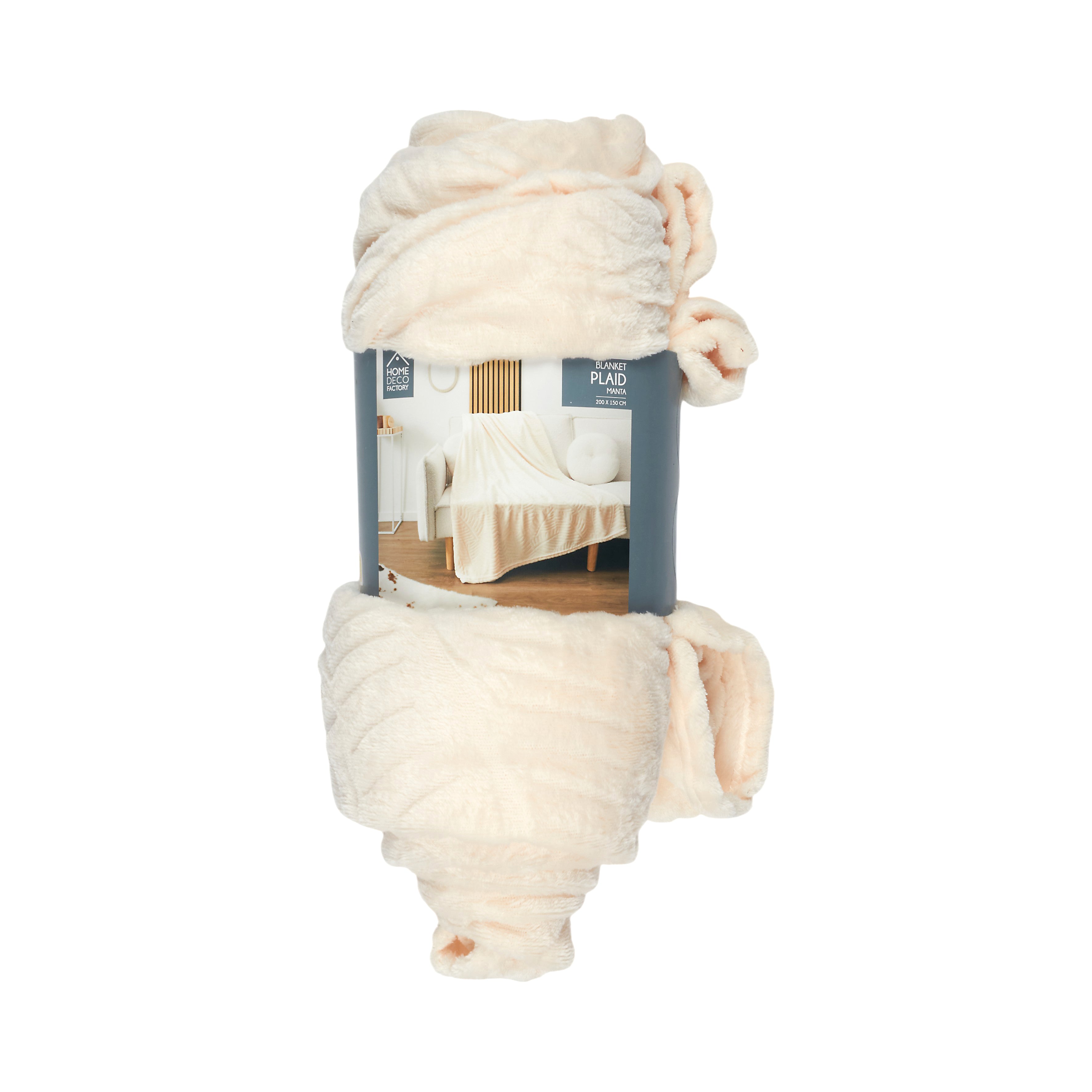 PLAID FLANELLE EMBOSSE CREME 150X200CM