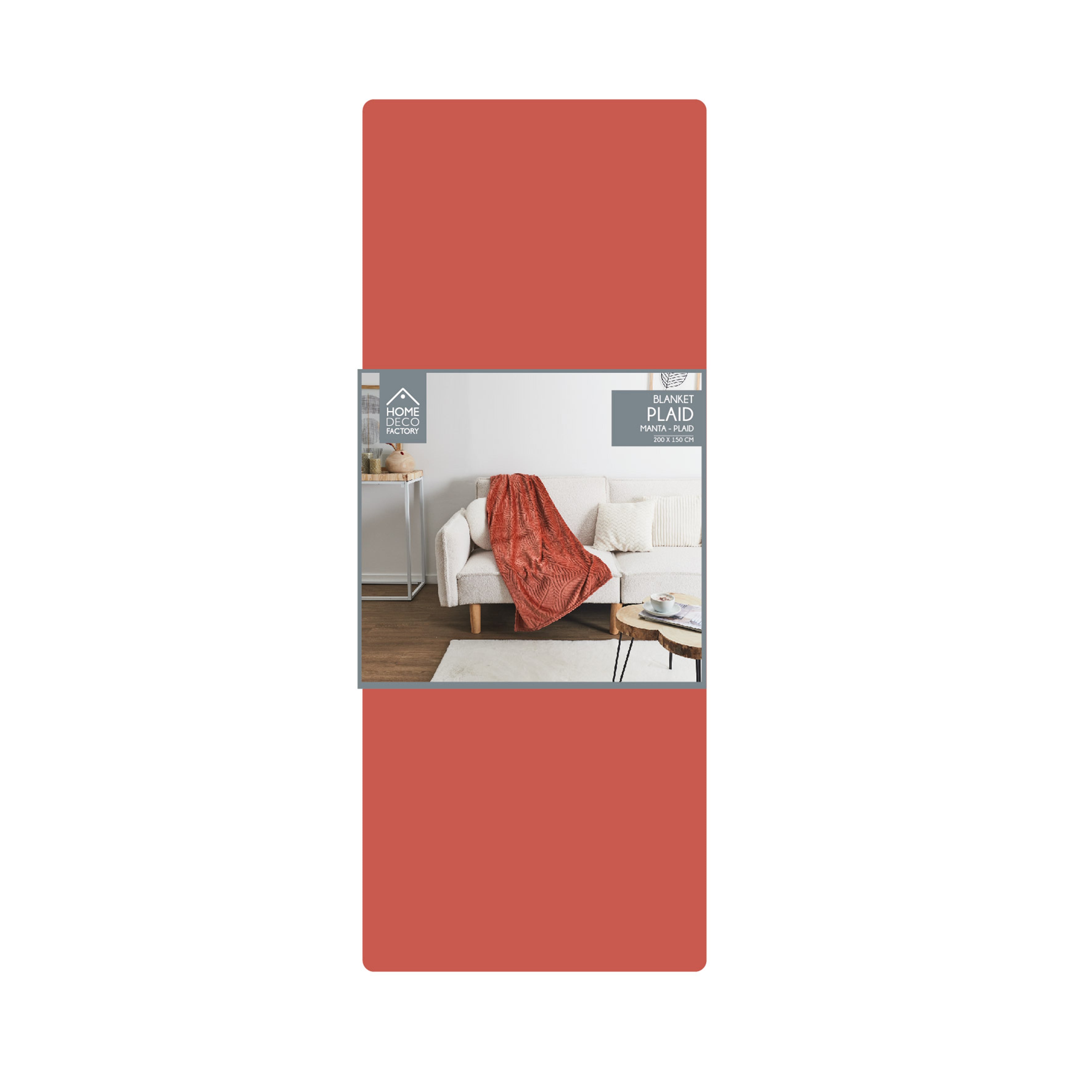 PLAID FLANELLE EMBOSSE TERRACOTTA 120X150CM