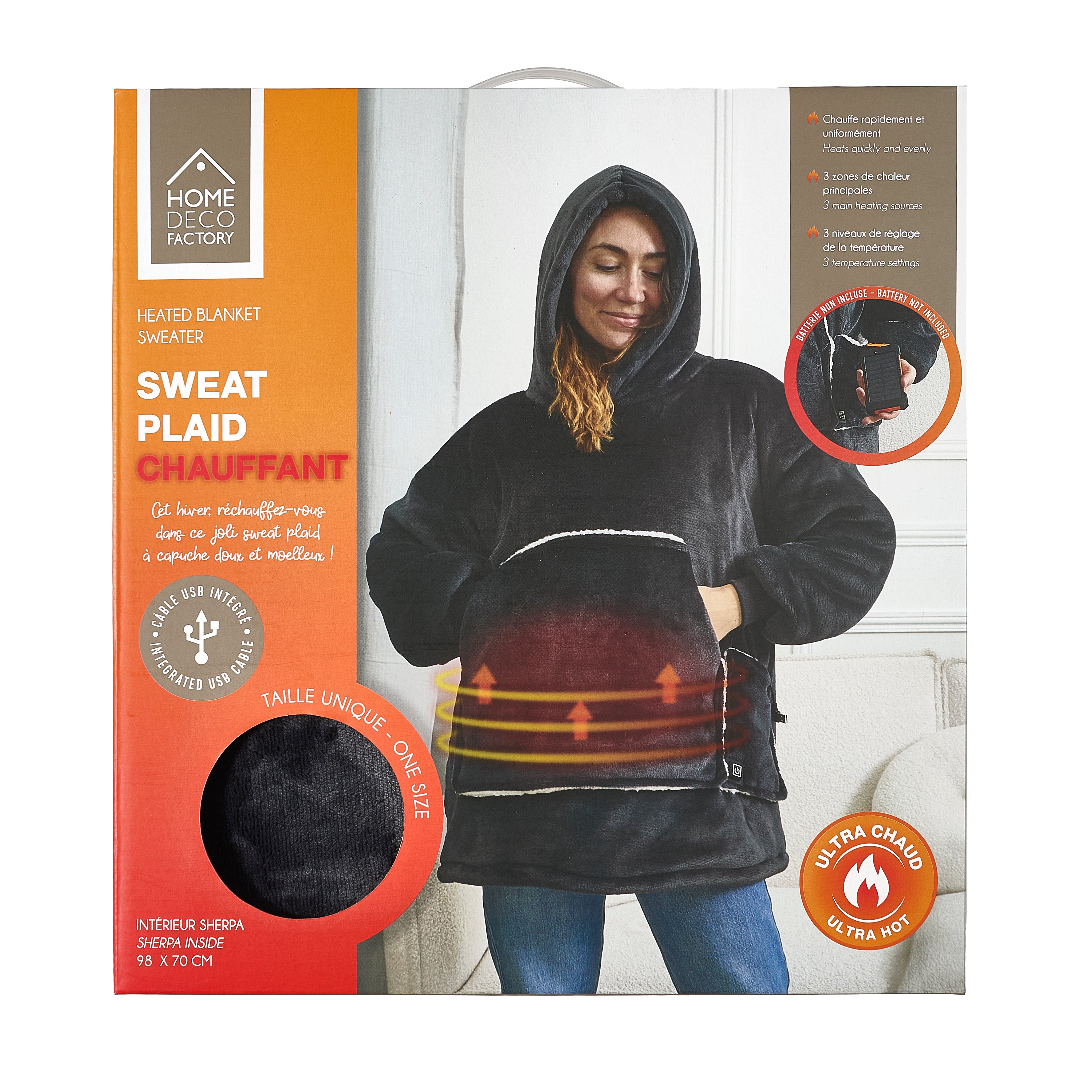 SWEAT PLAID CHAUFFANT GRIS
