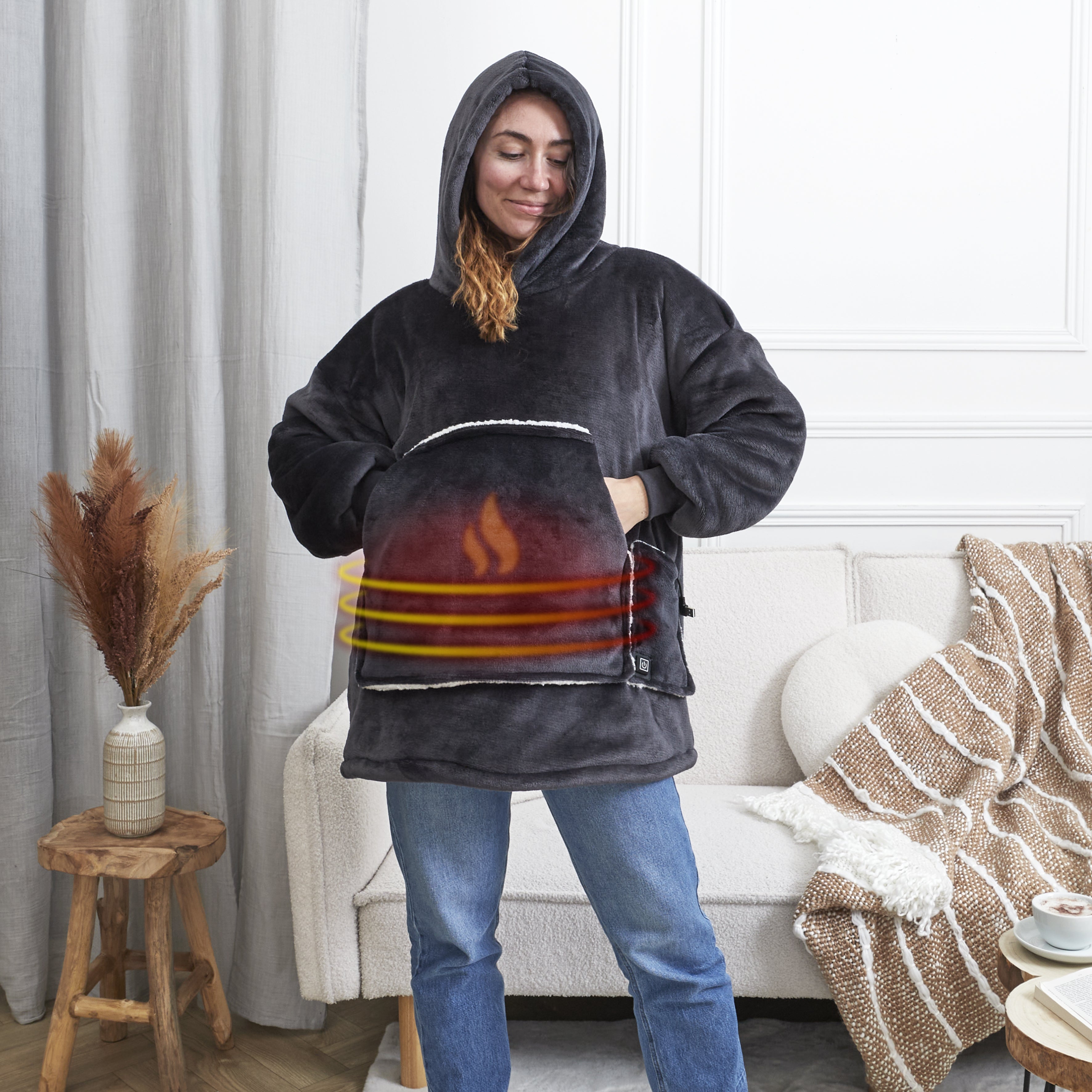 SWEAT PLAID CHAUFFANT GRIS