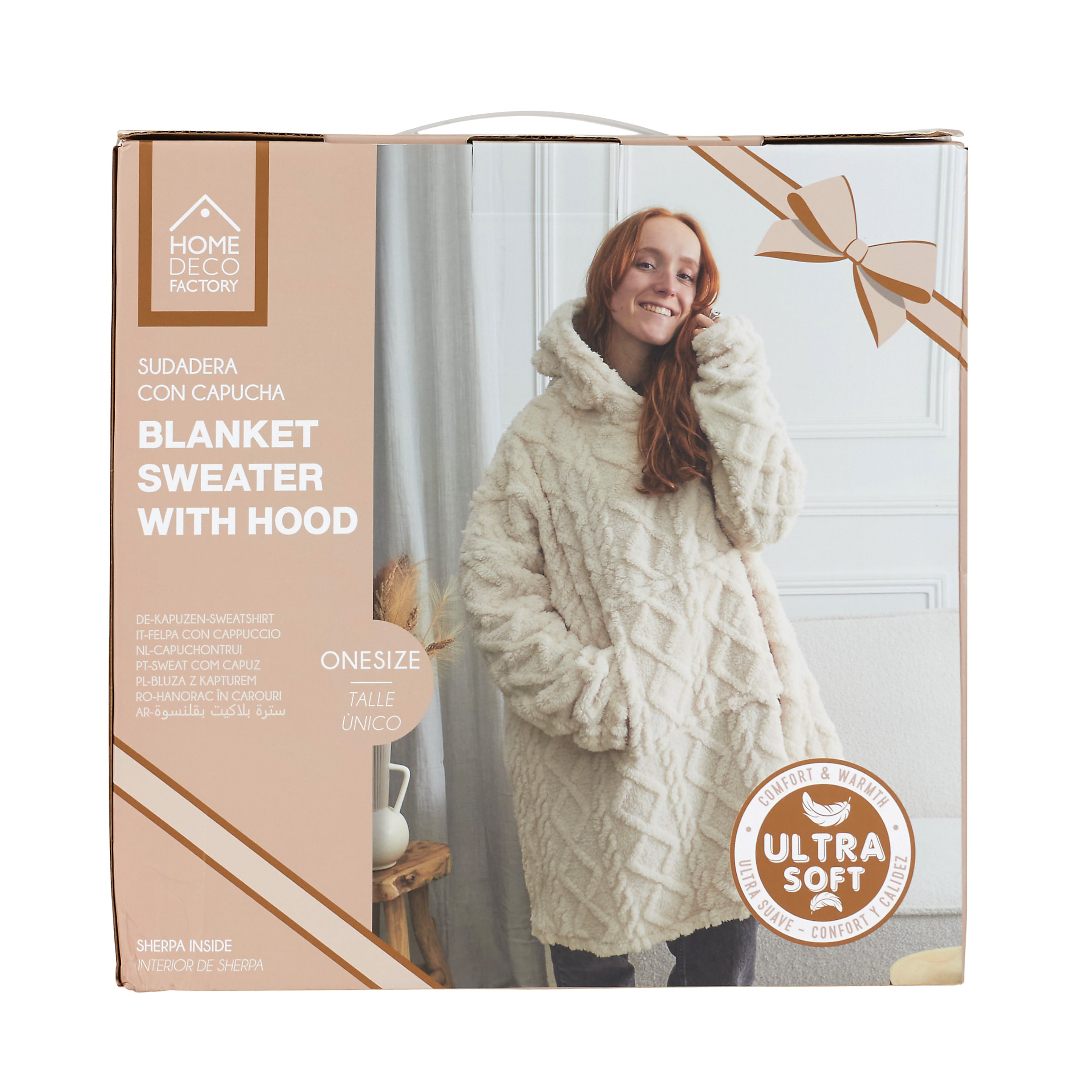 SWEAT PLAID JACQUARD DETAIL SHERPA CREME