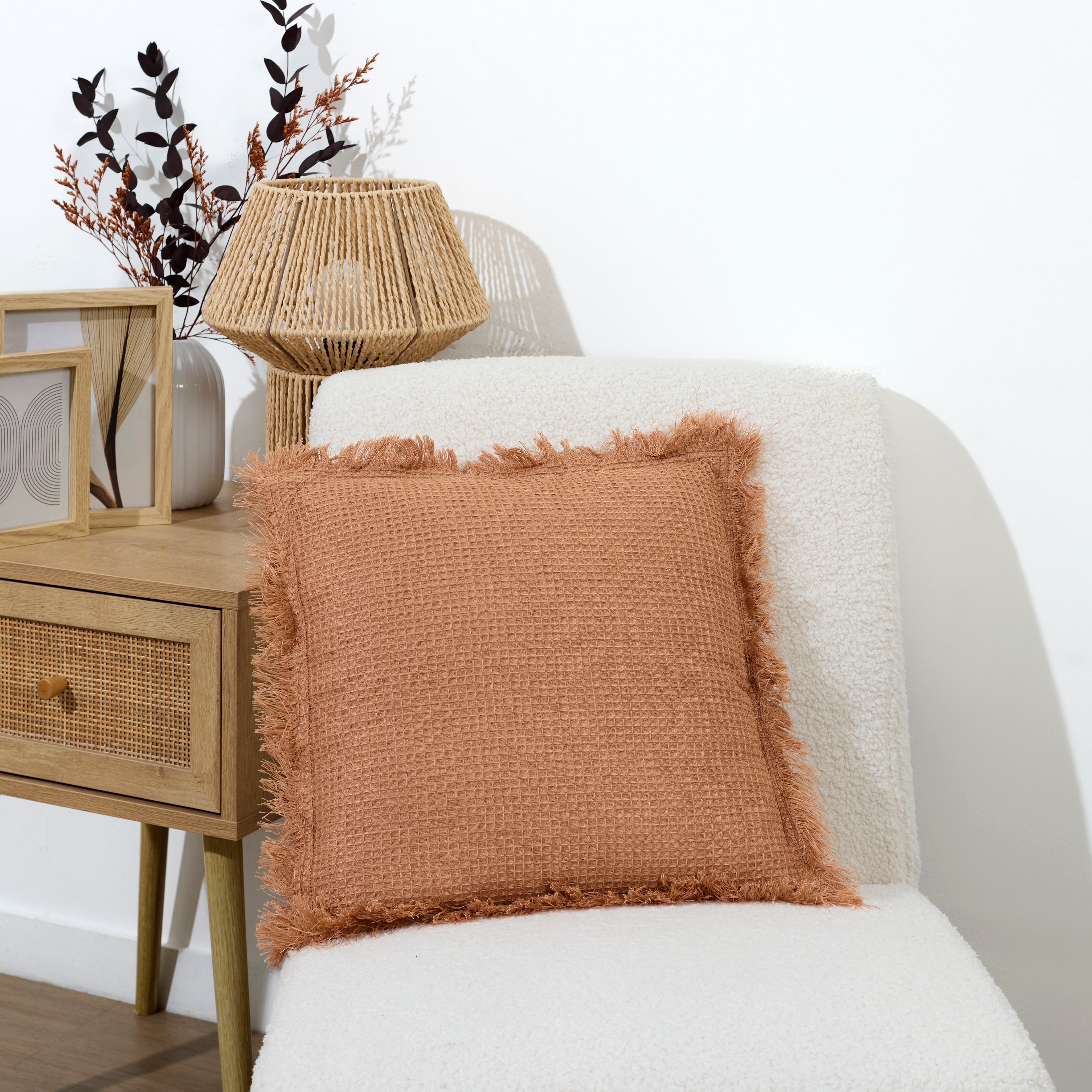 COUSSIN GAUFRE OCRE 40X40CM